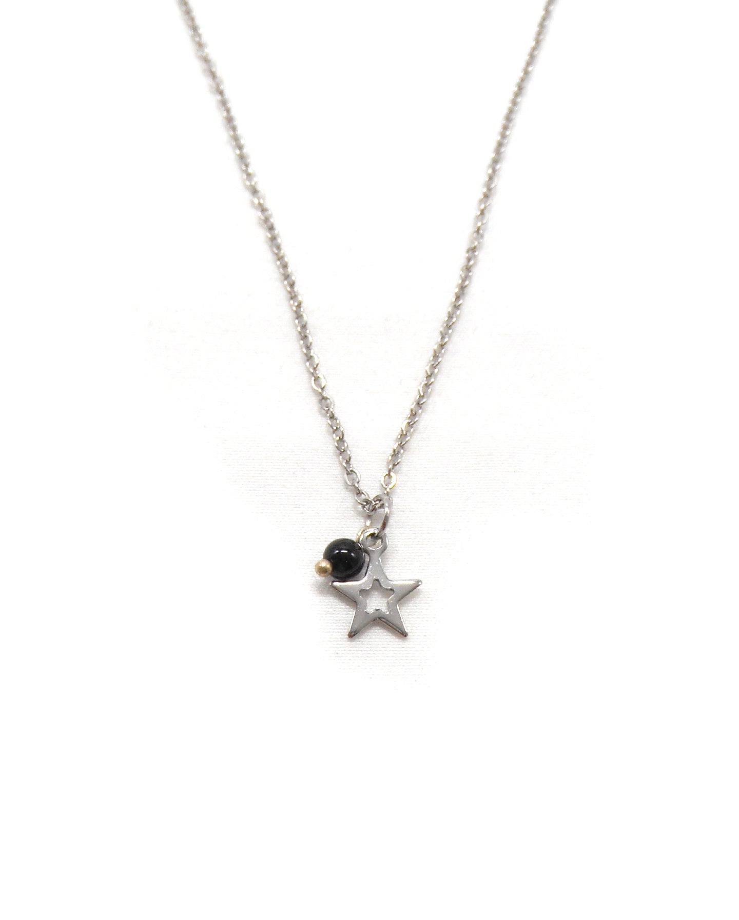 Collier petite étoile et perle pierre naturelle - MABO