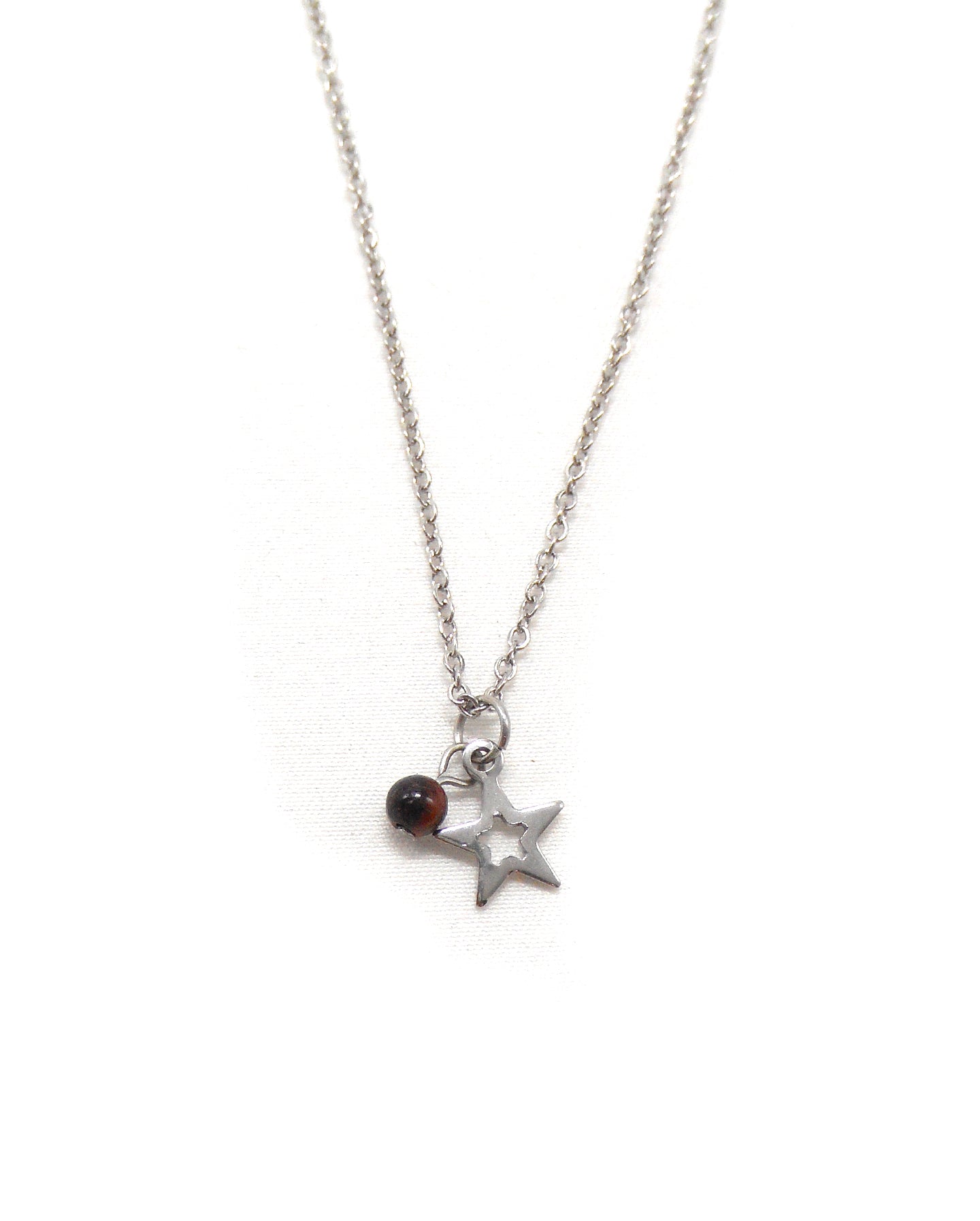 Collier petite étoile et perle pierre naturelle - MABO