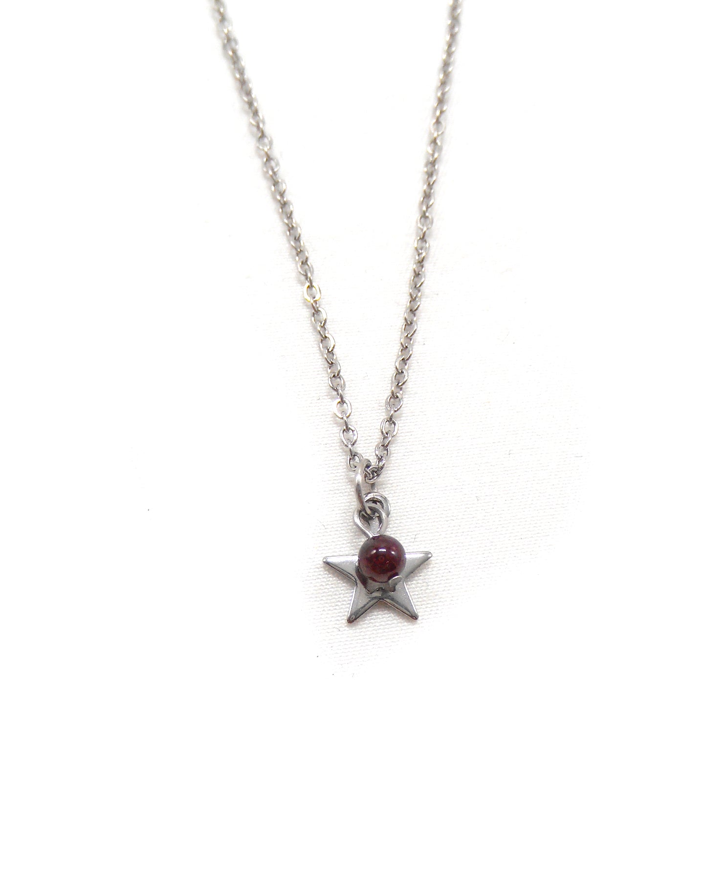 Collier petite étoile et perle pierre naturelle - MABO