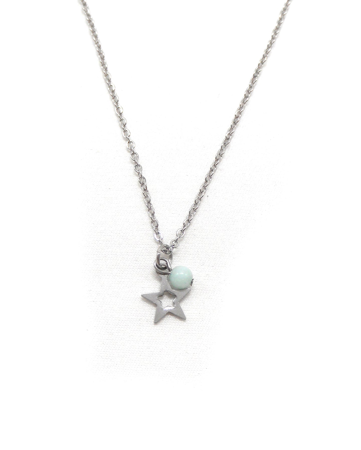 Collier petite étoile et perle pierre naturelle - MABO