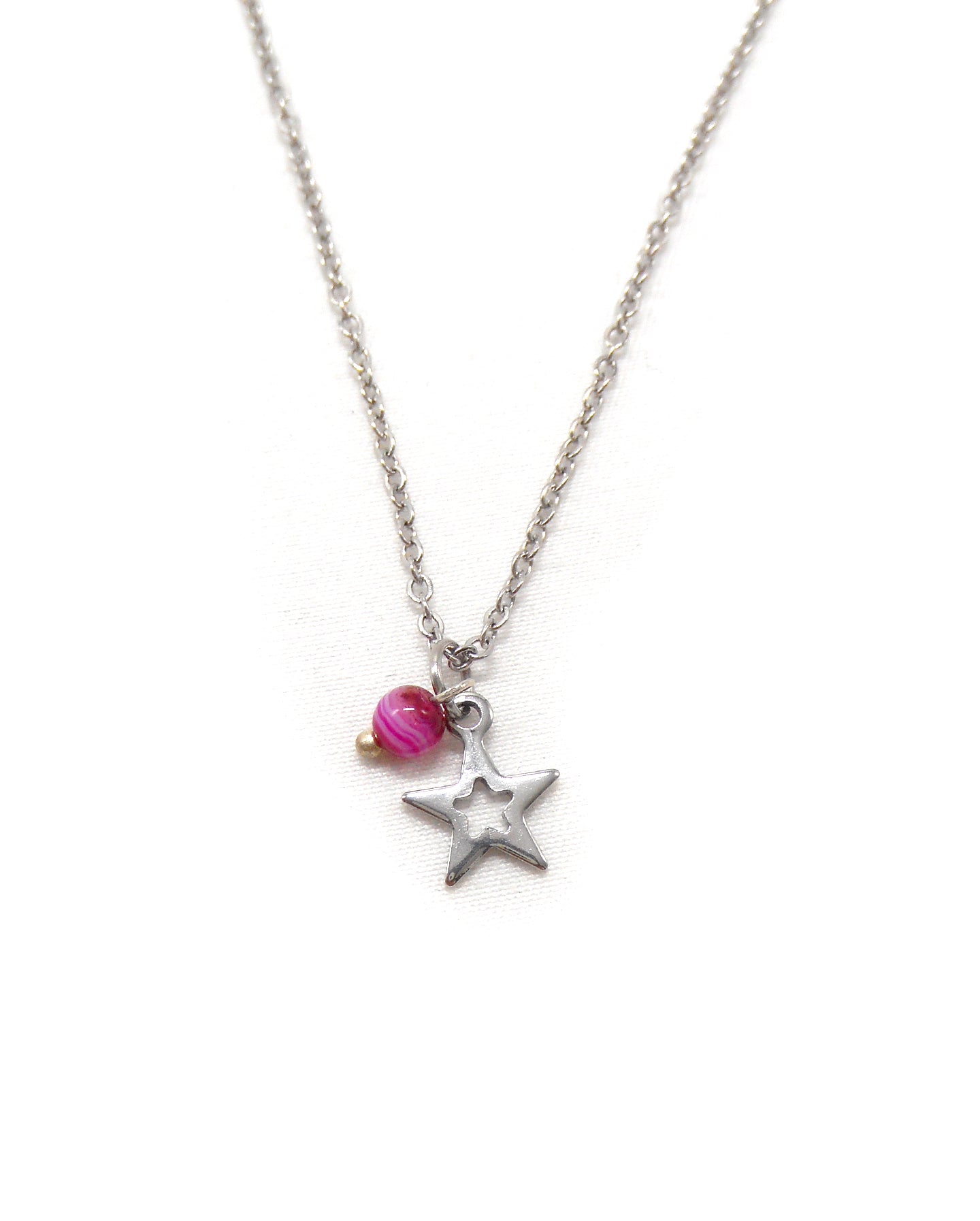 Collier petite étoile et perle pierre naturelle - MABO