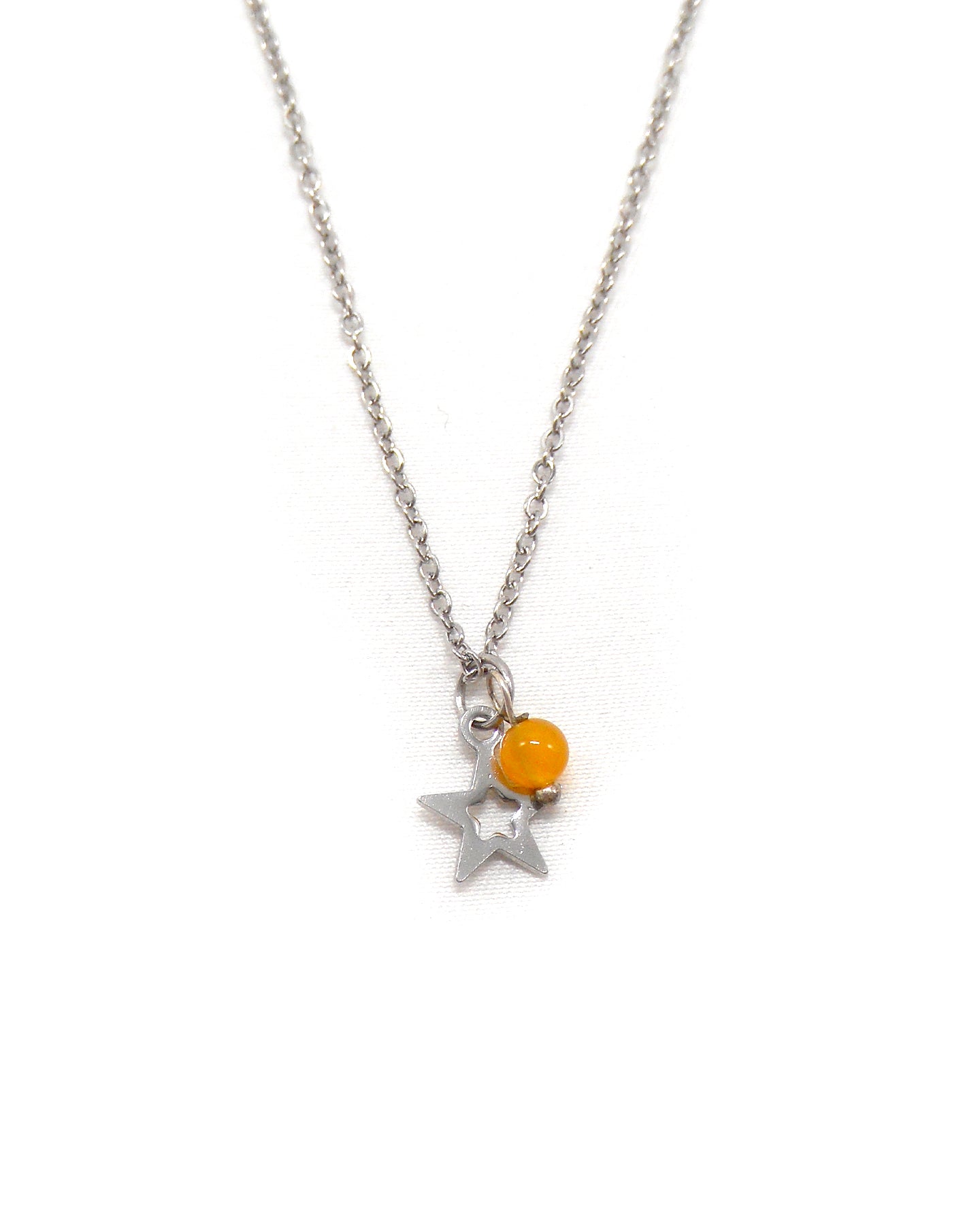 Collier petite étoile et perle pierre naturelle - MABO