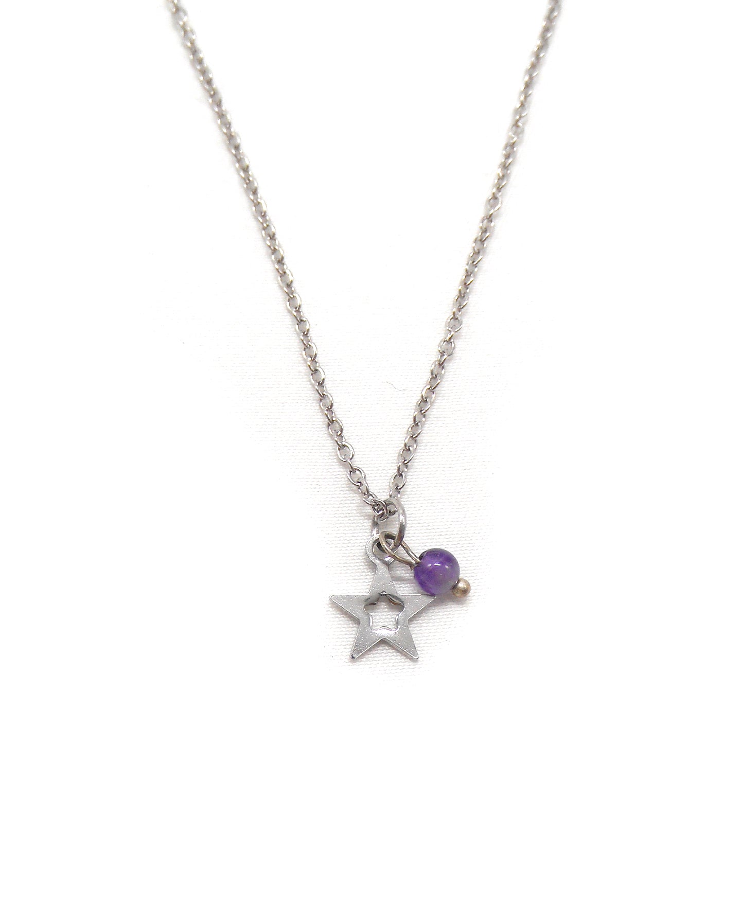 Collier petite étoile et perle pierre naturelle - MABO