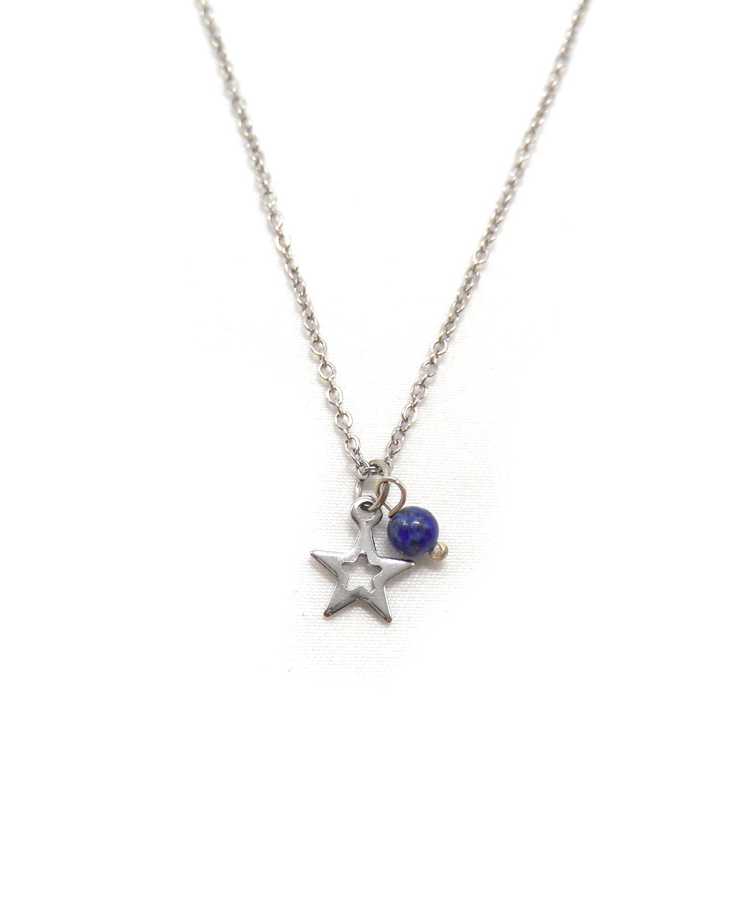 Collier petite étoile et perle pierre naturelle - MABO