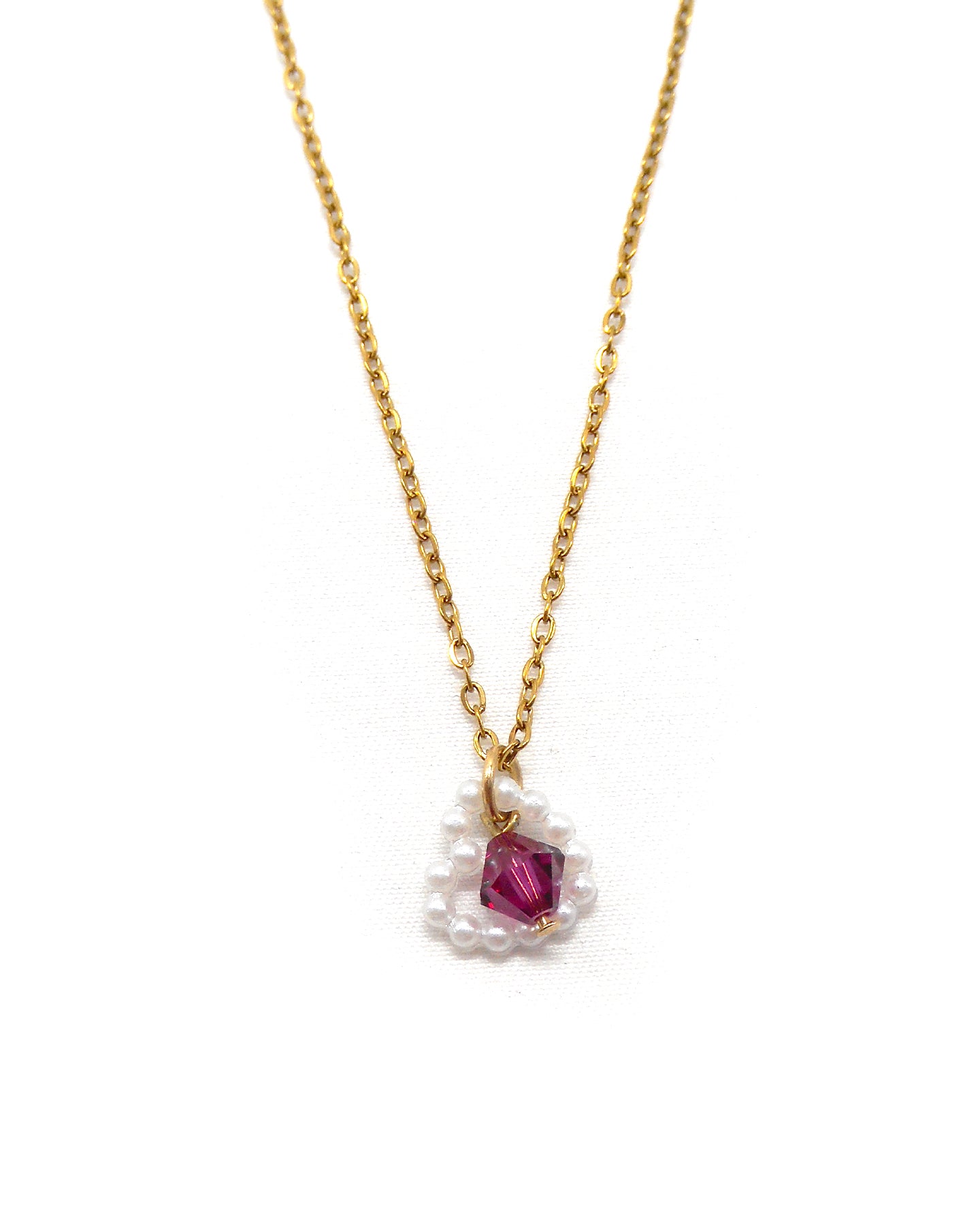 Collier coeur et perle swarovski - ROMY
