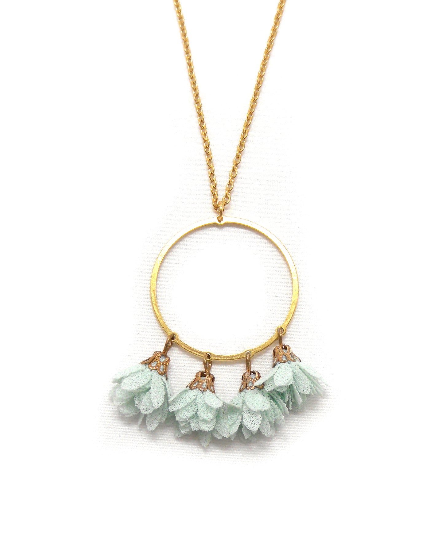 Collier long cercle/goutte fleurs - ROSE/ROSIE
