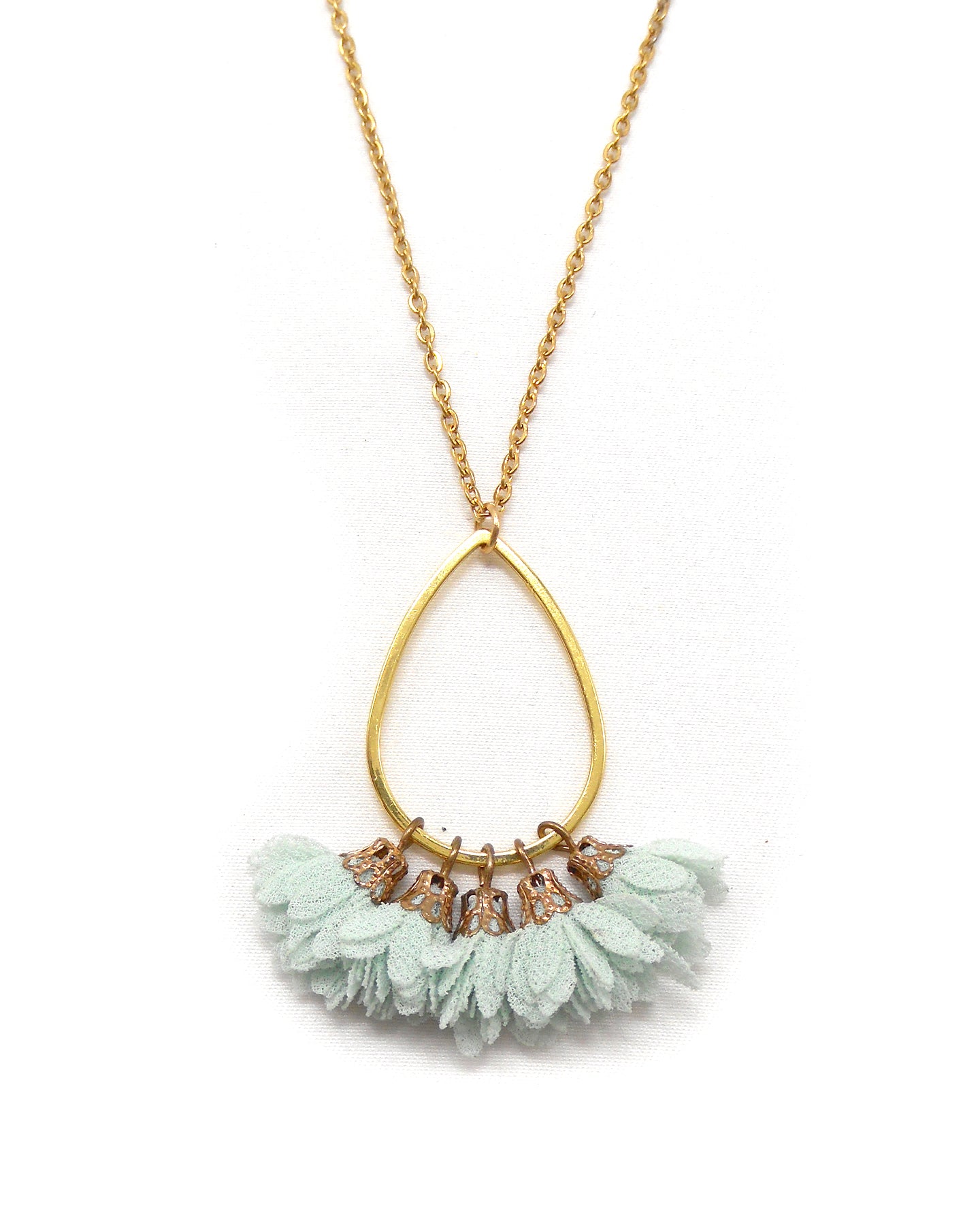 Collier long cercle/goutte fleurs - ROSE/ROSIE