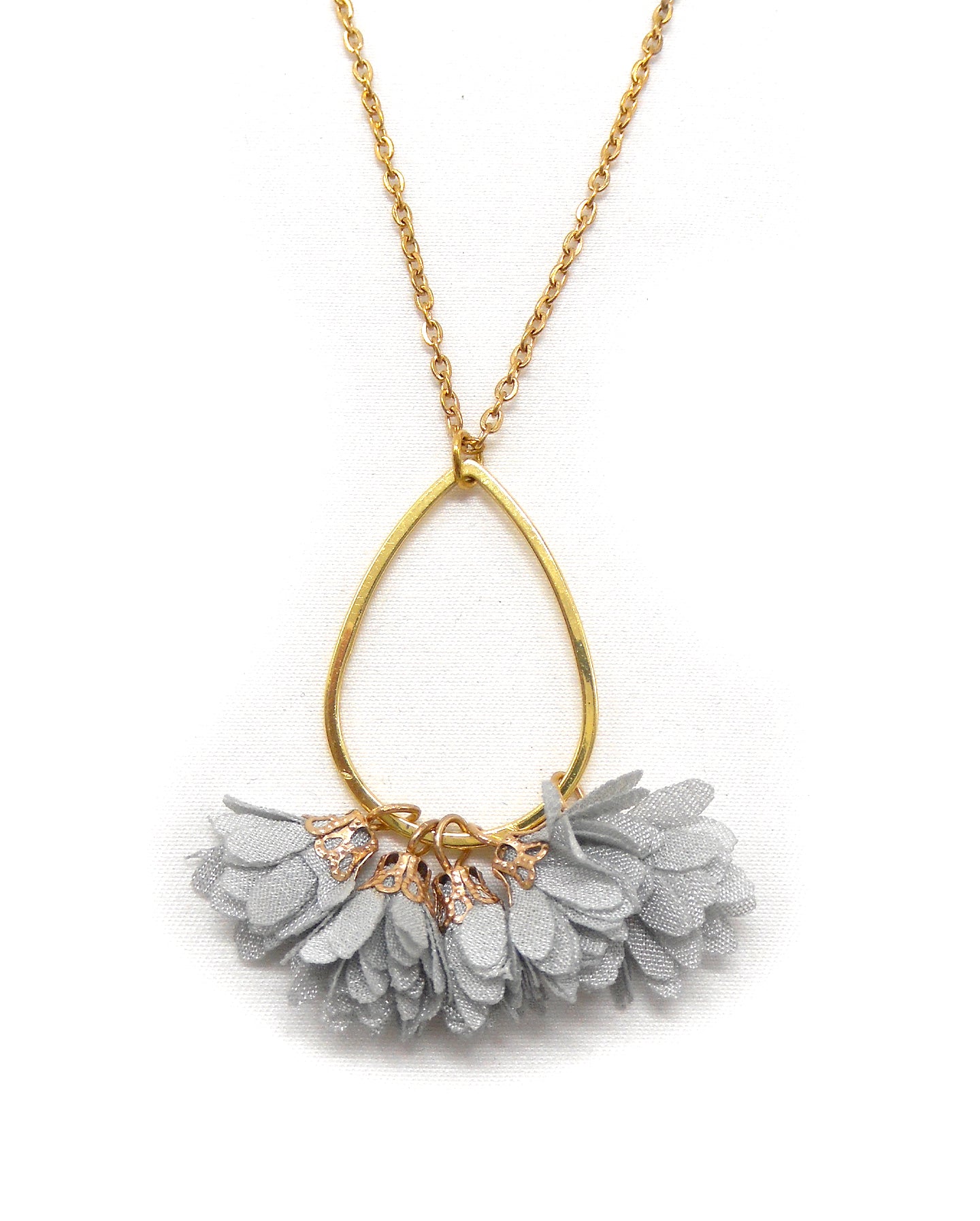 Collier long cercle/goutte fleurs - ROSE/ROSIE
