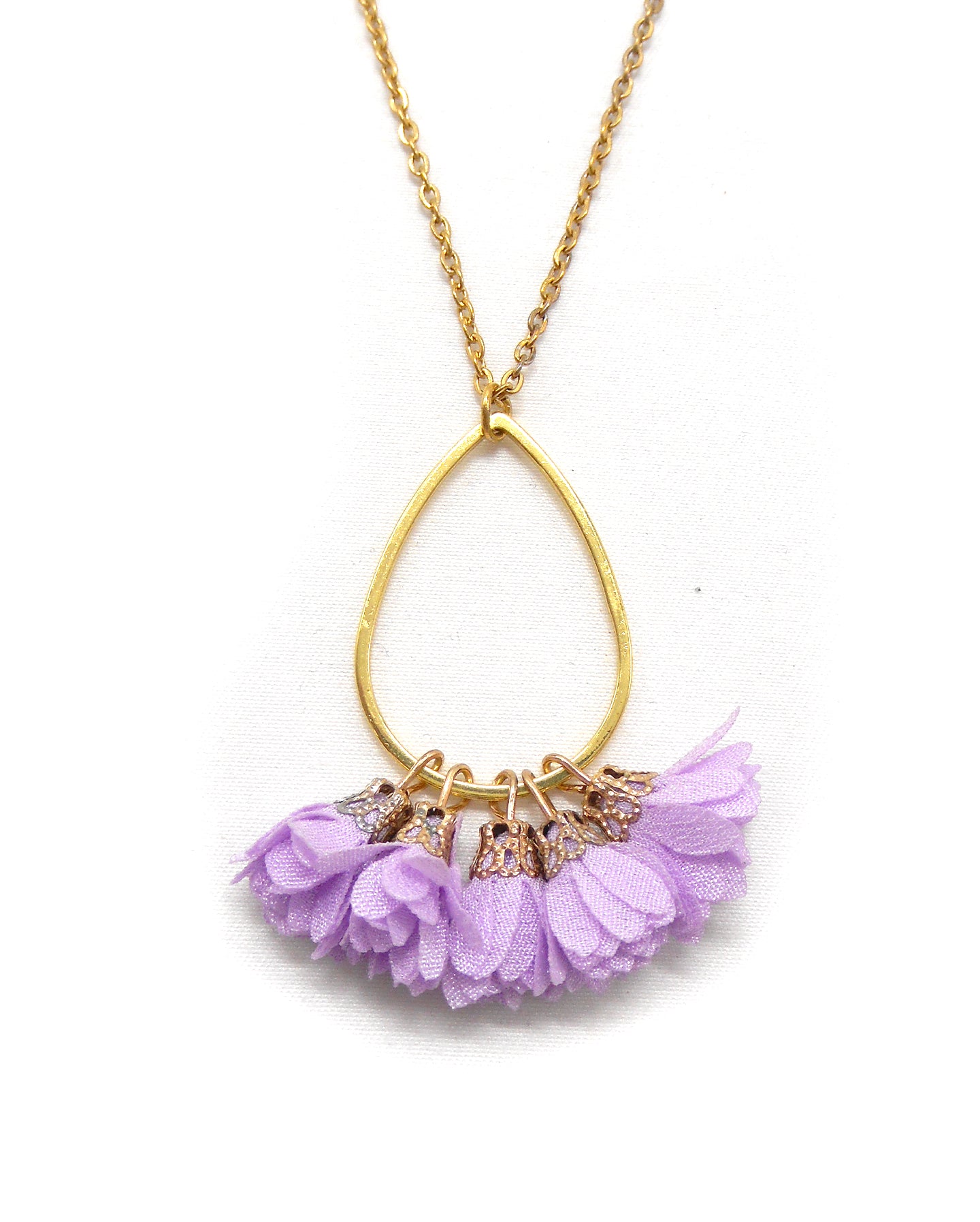 Collier long cercle/goutte fleurs - ROSE/ROSIE