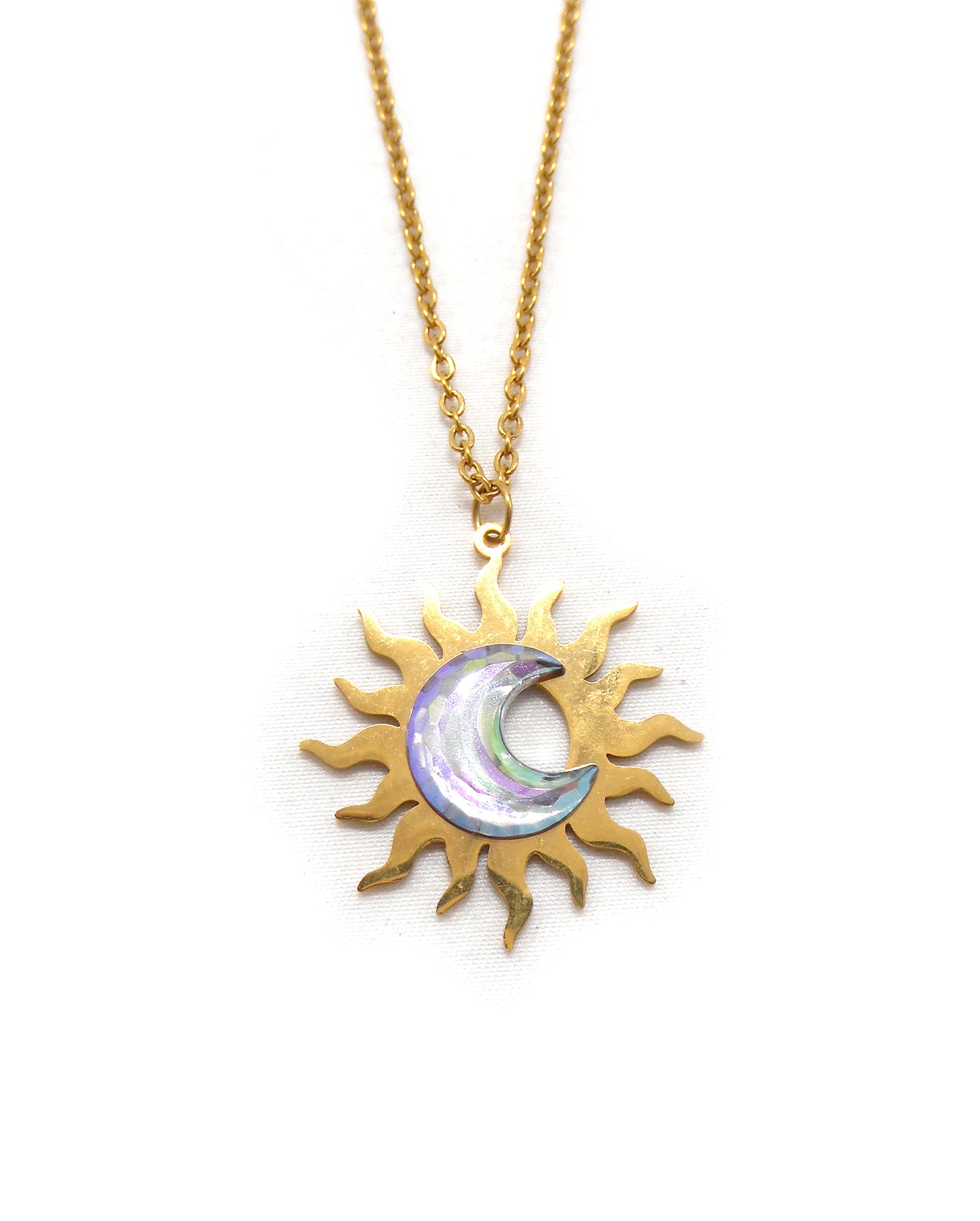 Collier inspiration lune/étoile/soleil, pièce unique