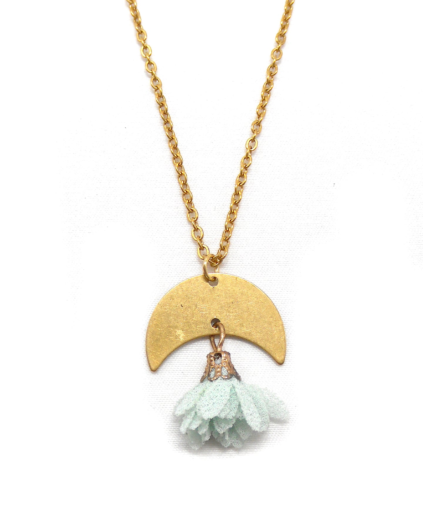 Collier croissant lune fleur - VICKI