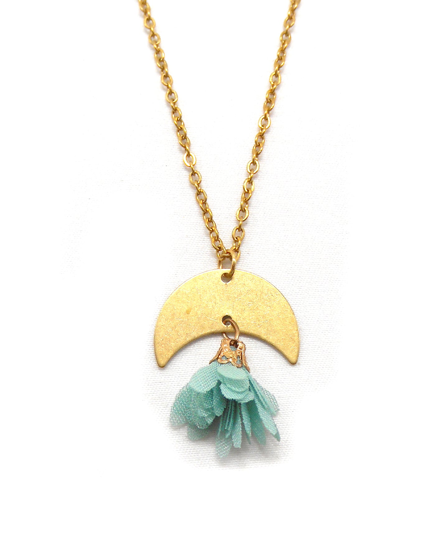Collier croissant lune fleur - VICKI