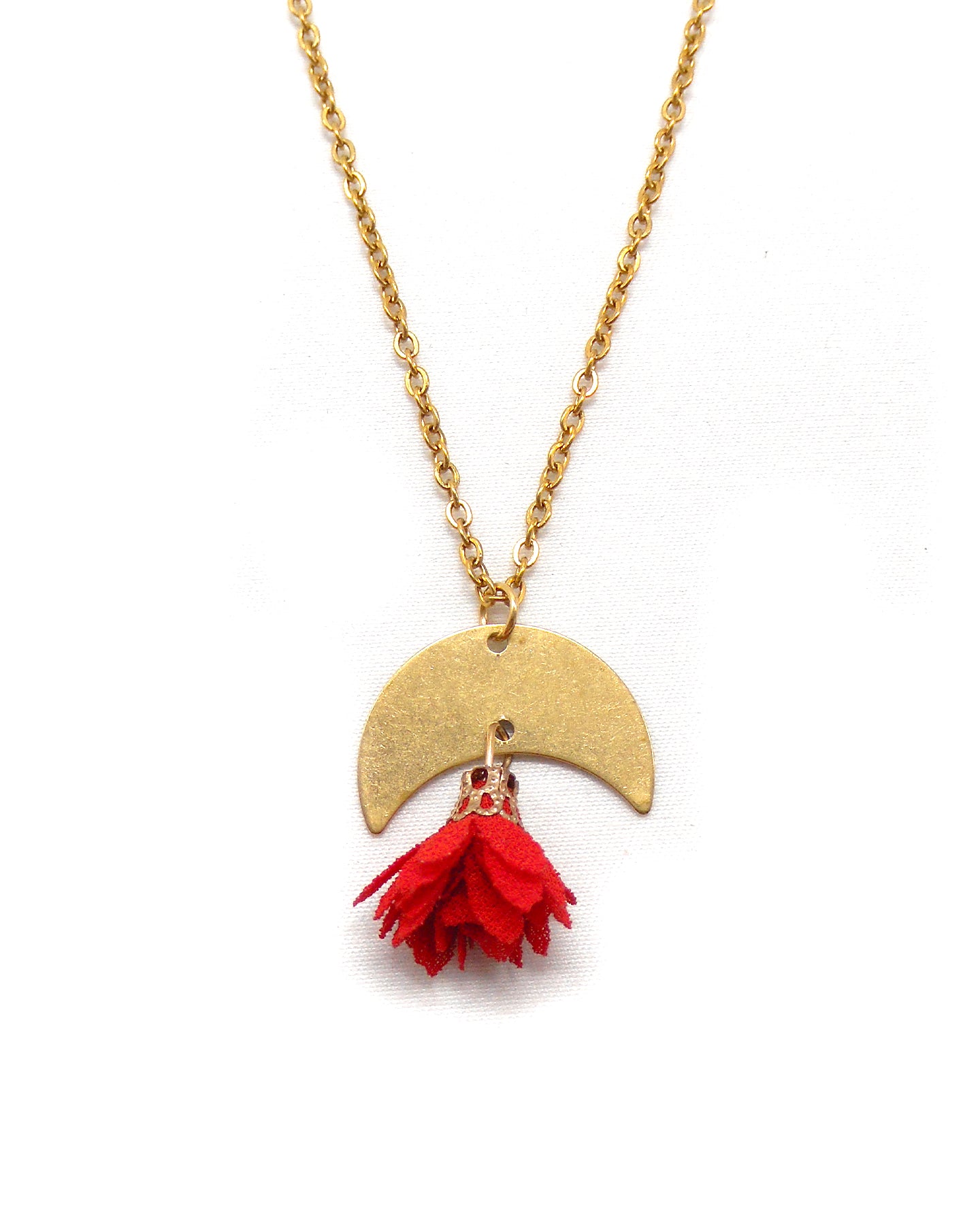 Collier croissant lune fleur - VICKI
