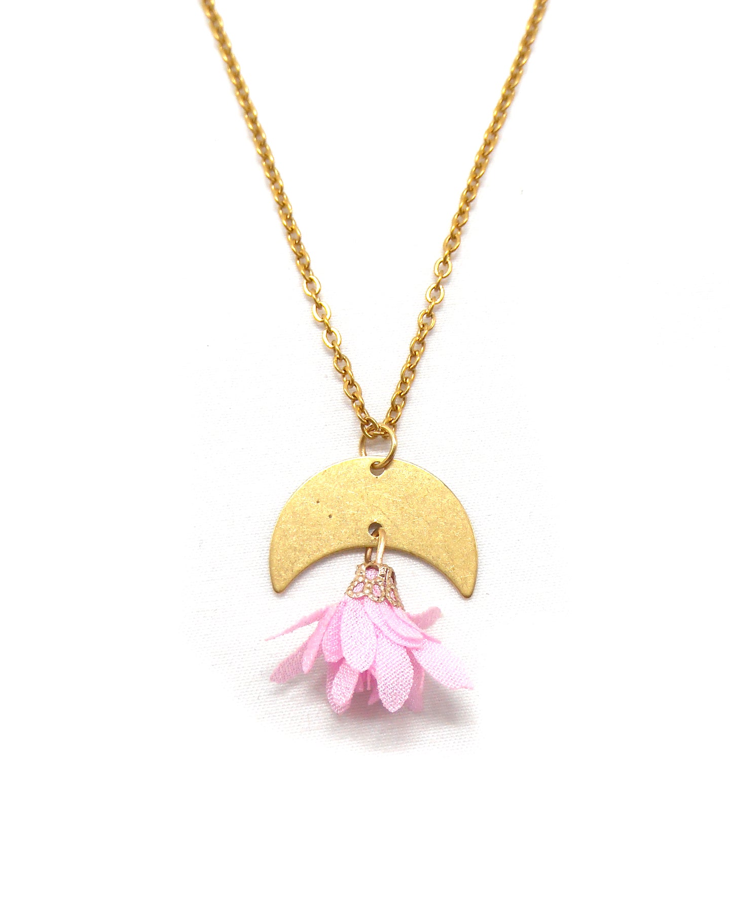 Collier croissant lune fleur - VICKI