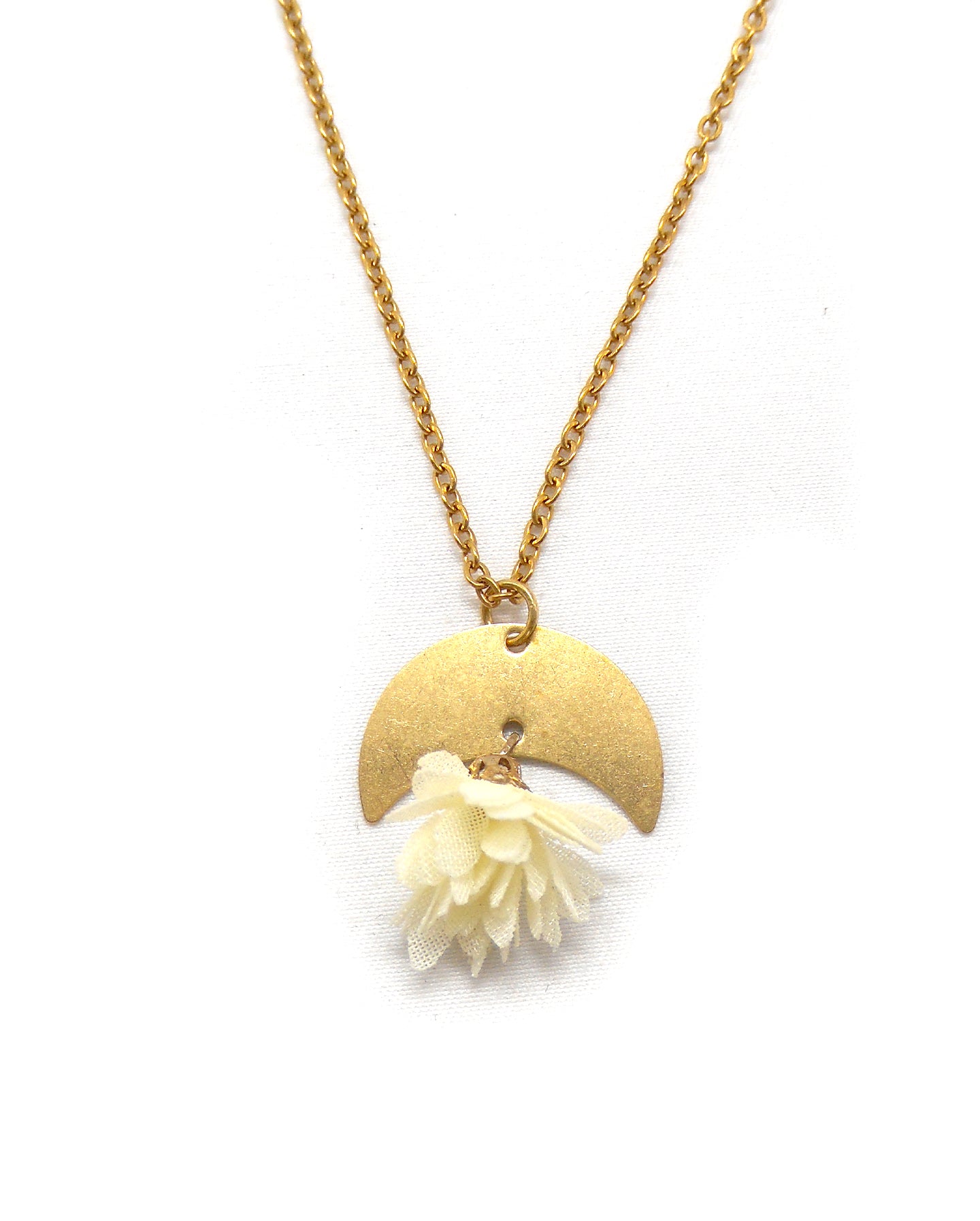 Collier croissant lune fleur - VICKI