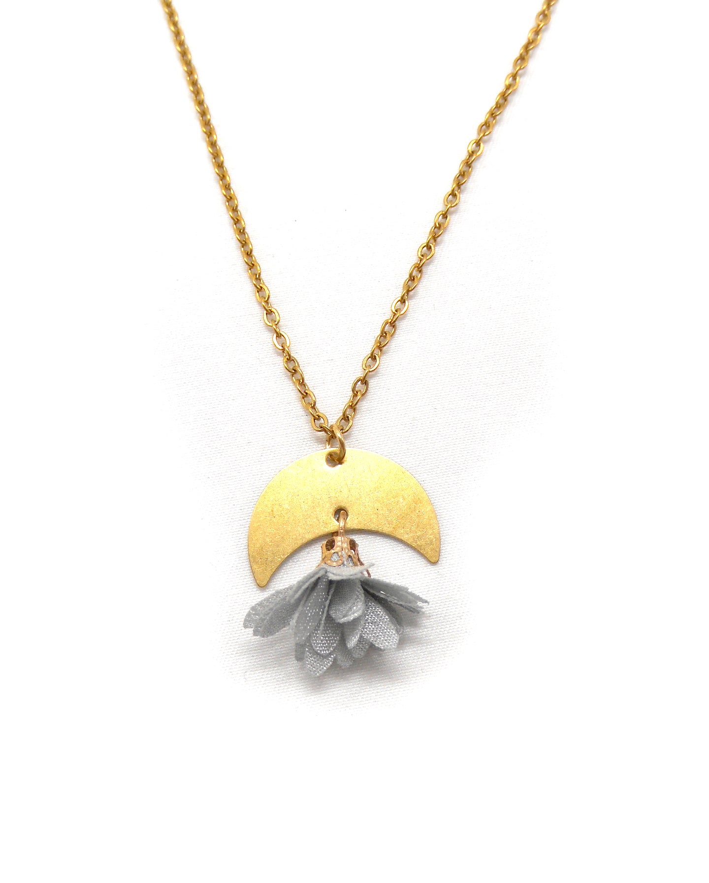 Collier croissant lune fleur - VICKI
