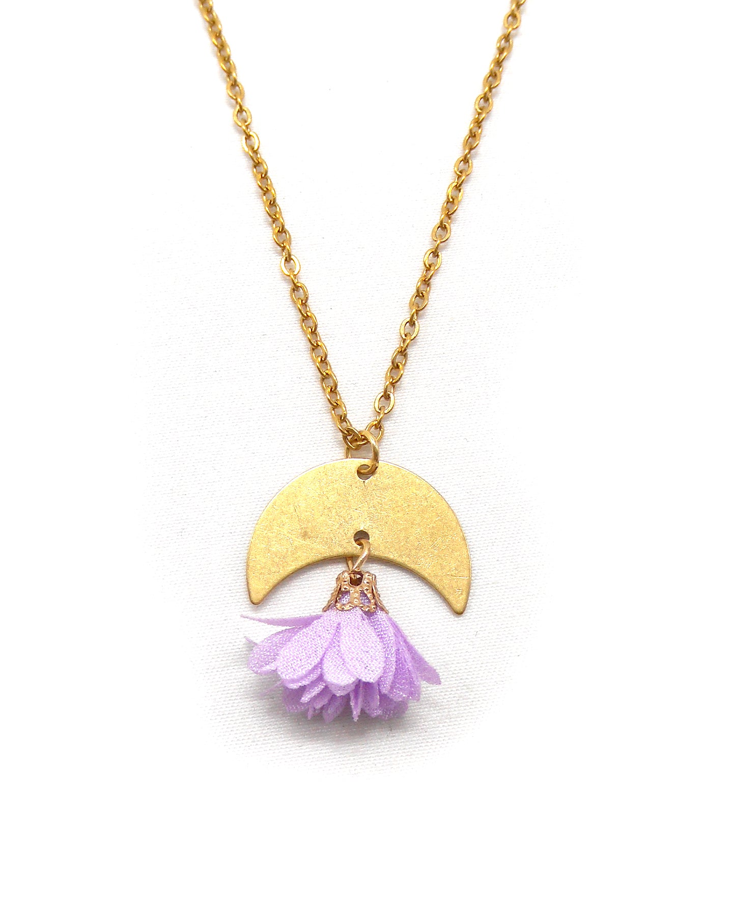 Collier croissant lune fleur - VICKI