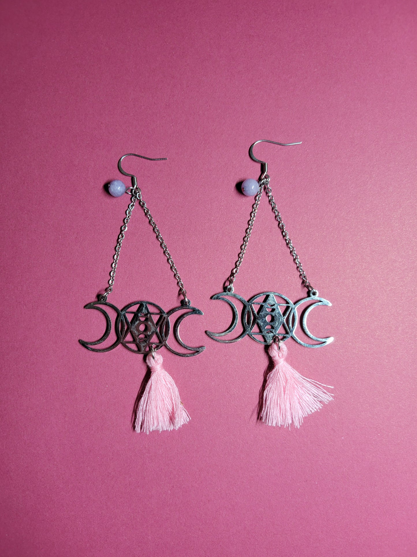 Boucles d'oreilles collection étoiles/lune galaxie, pièces uniques