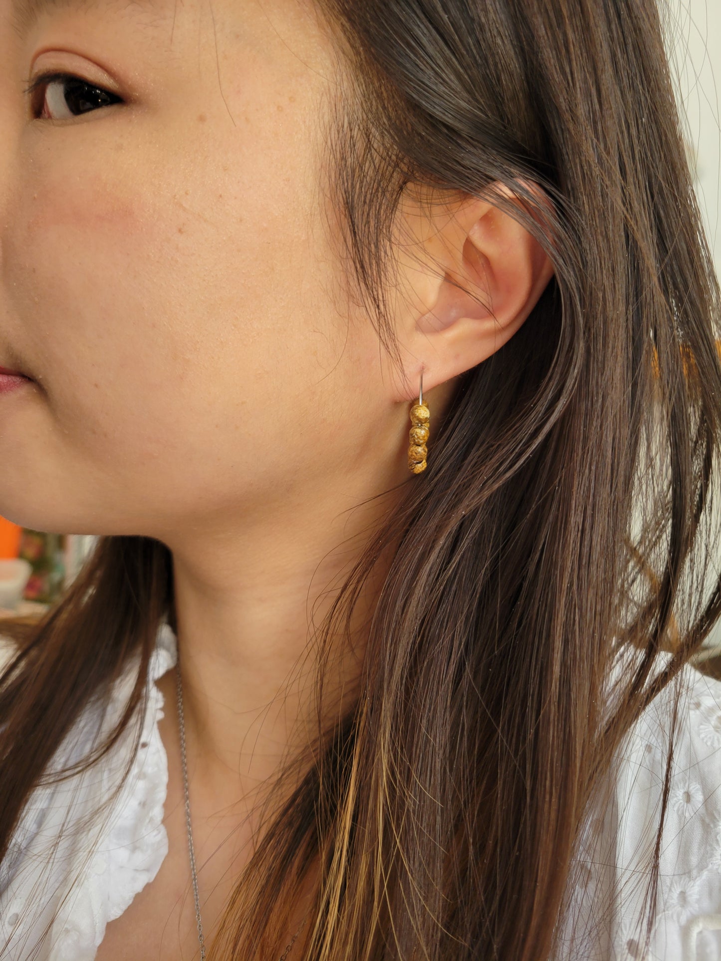 Boucles d'oreilles créoles pierres naturelles - MALAKE/ALIXE/JAMILA/PAULE/ZOLA