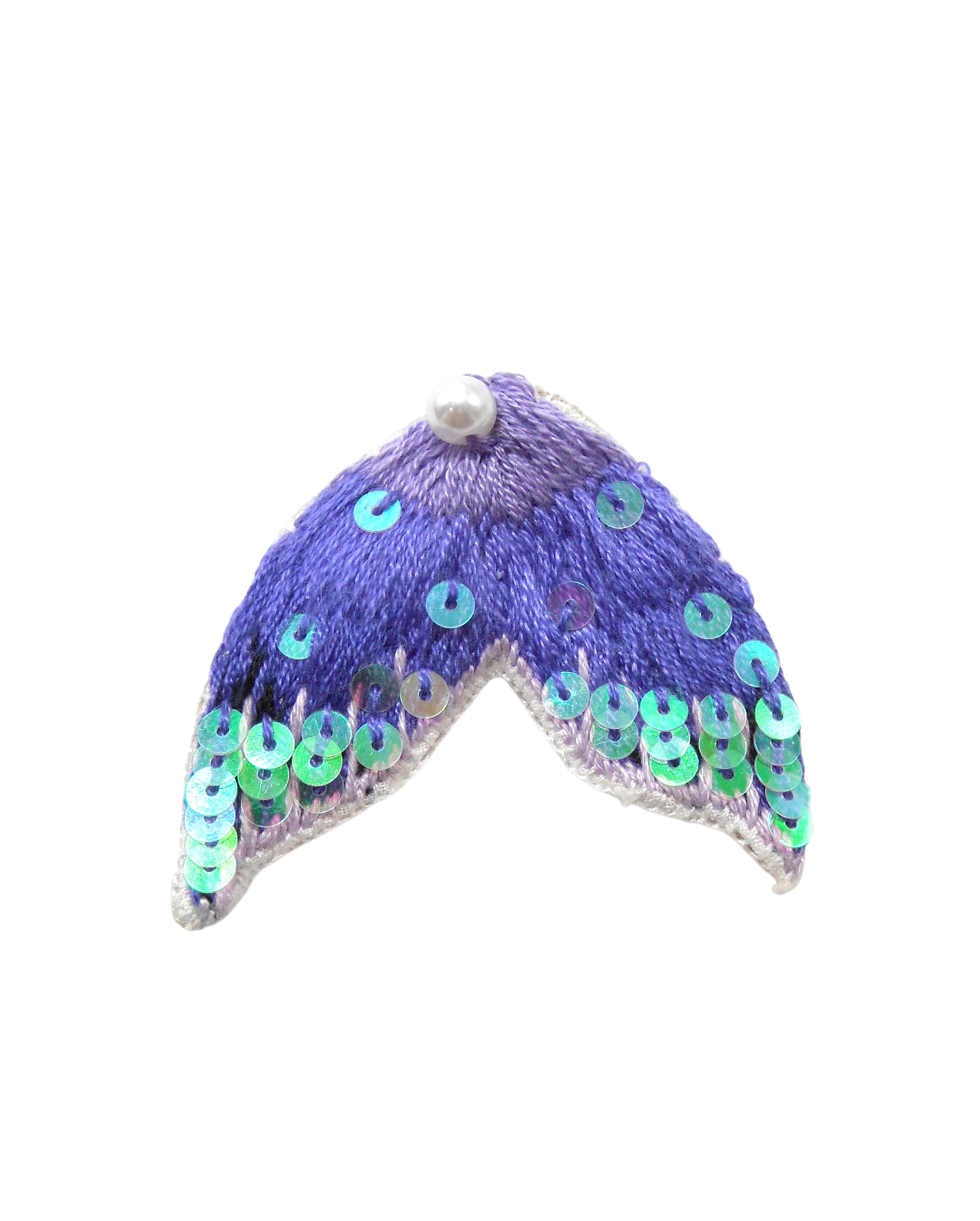 Broche brodée main - QUEUE DE SIRENE VIOLET