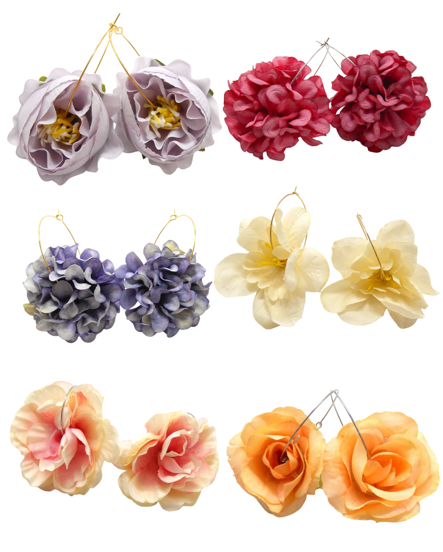 Boucles d'oreilles créoles grandes fleurs - JULIA