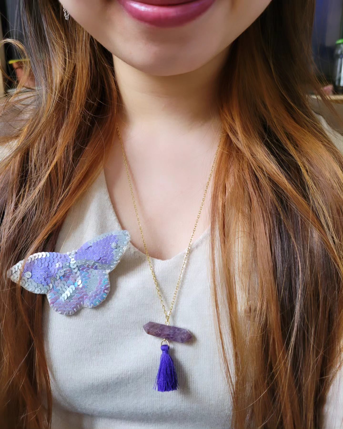 Collier long cristal bohème - IZIA