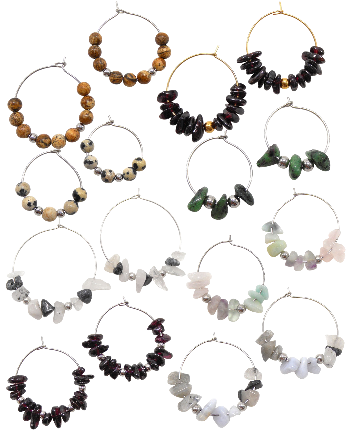 Boucles d'oreilles créoles pierres naturelles - MALAKE/ALIXE/JAMILA/PAULE/ZOLA