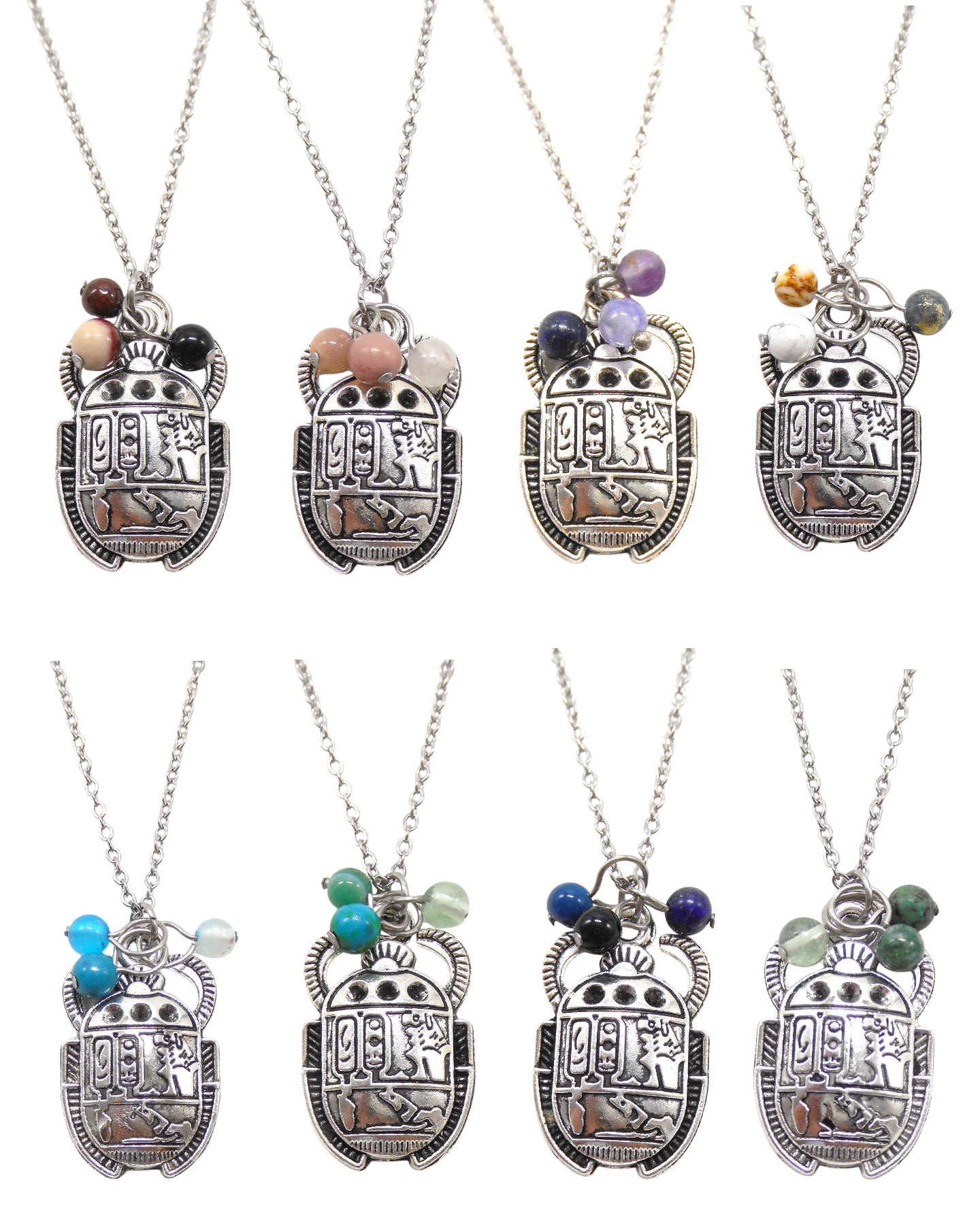 Collier totem scarabée perlé pierres - SCARABEE