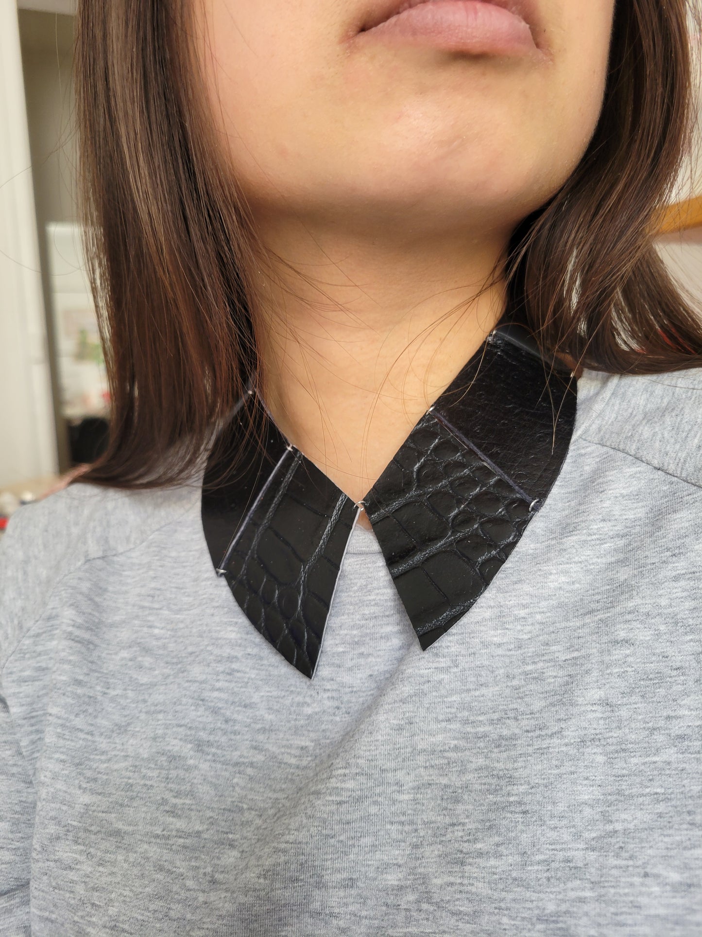 Collier faux col cuir upcyclé patchwork - Atelier Claire Zhou x 114 paris