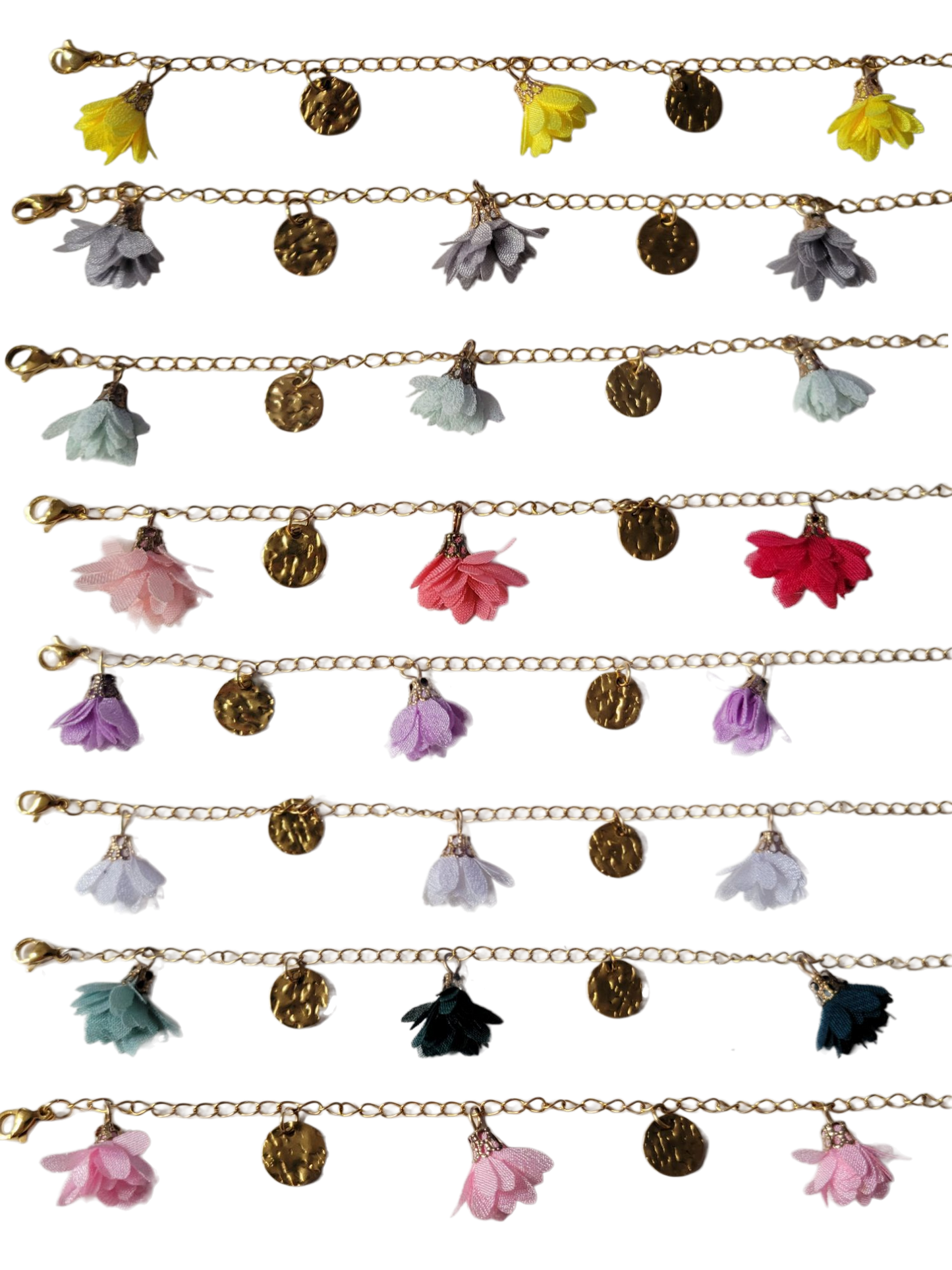 Bracelet sequins et 3 fleurs - NINE