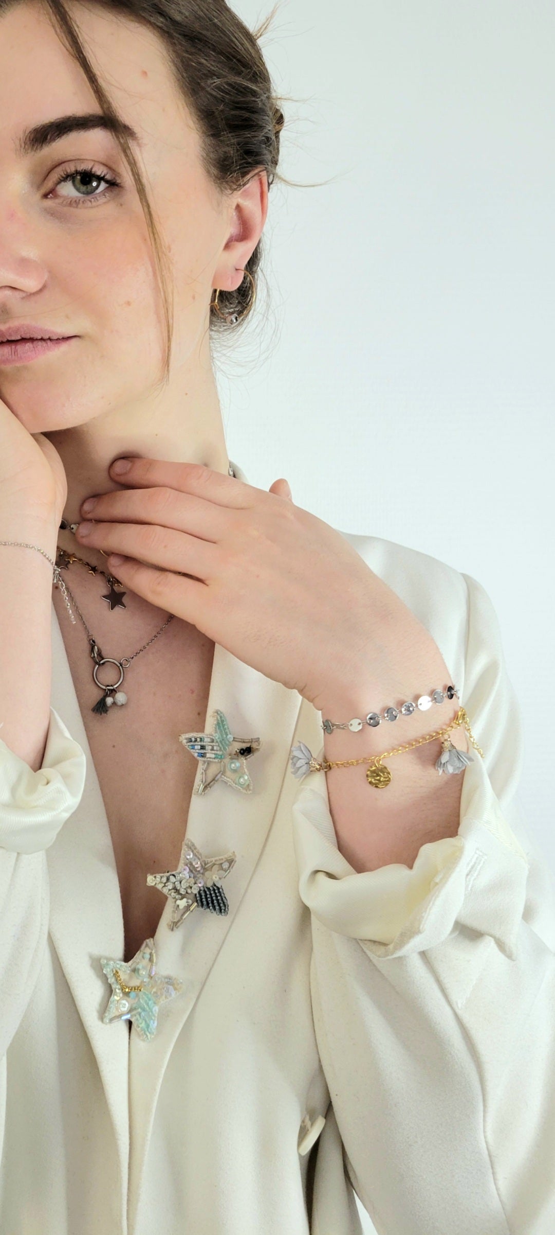 Bracelet sequins et 3 fleurs - NINE