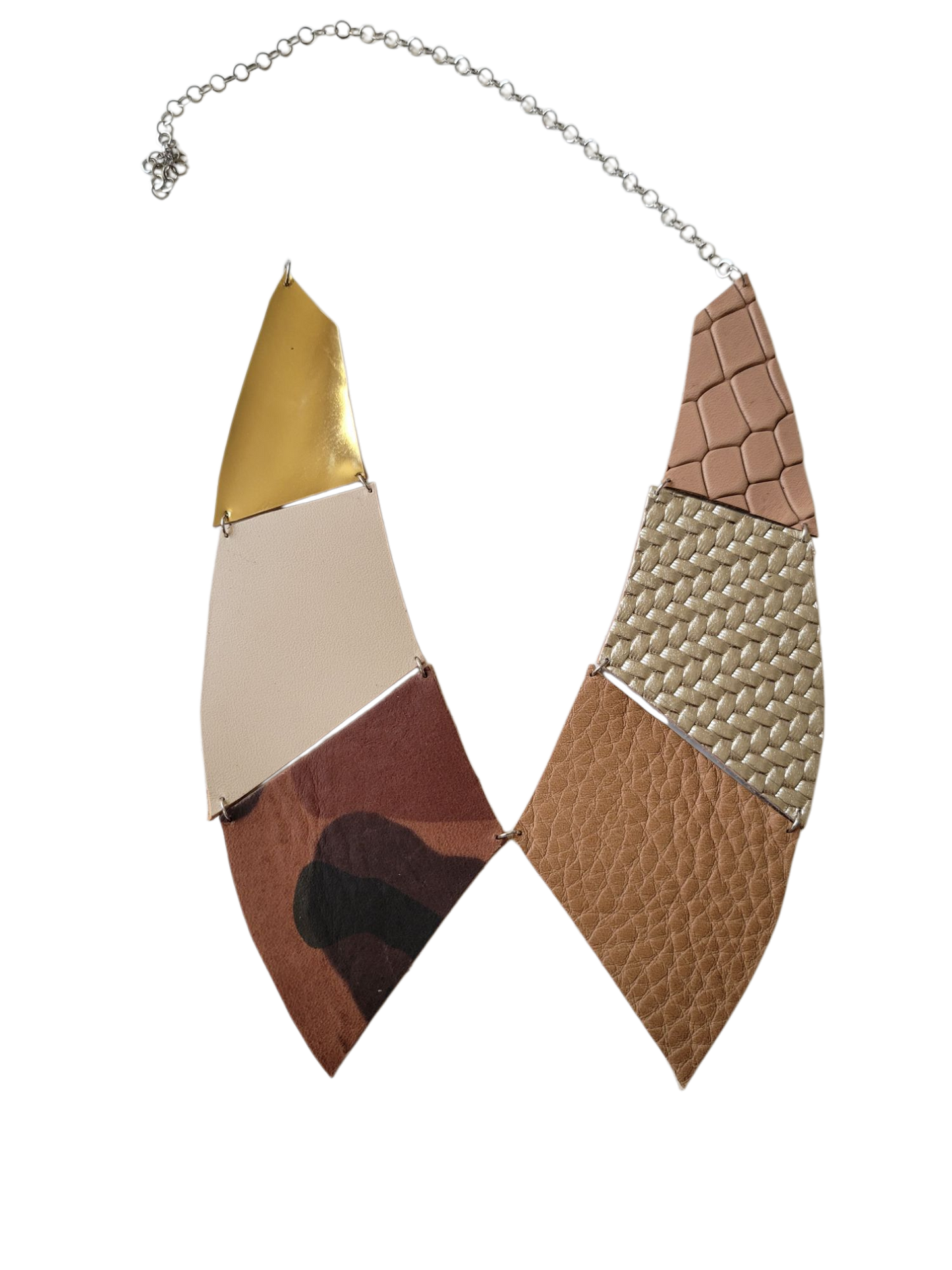 Collier faux col cuir upcyclé patchwork - Atelier Claire Zhou x 114 paris