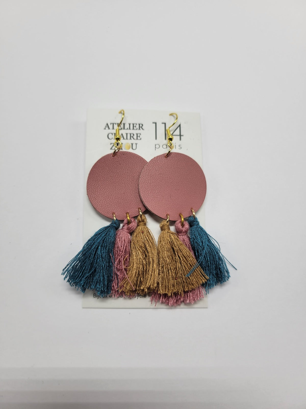 Boucles d'oreilles cuir recyclé - Atelier Claire Zhou x 114 Paris