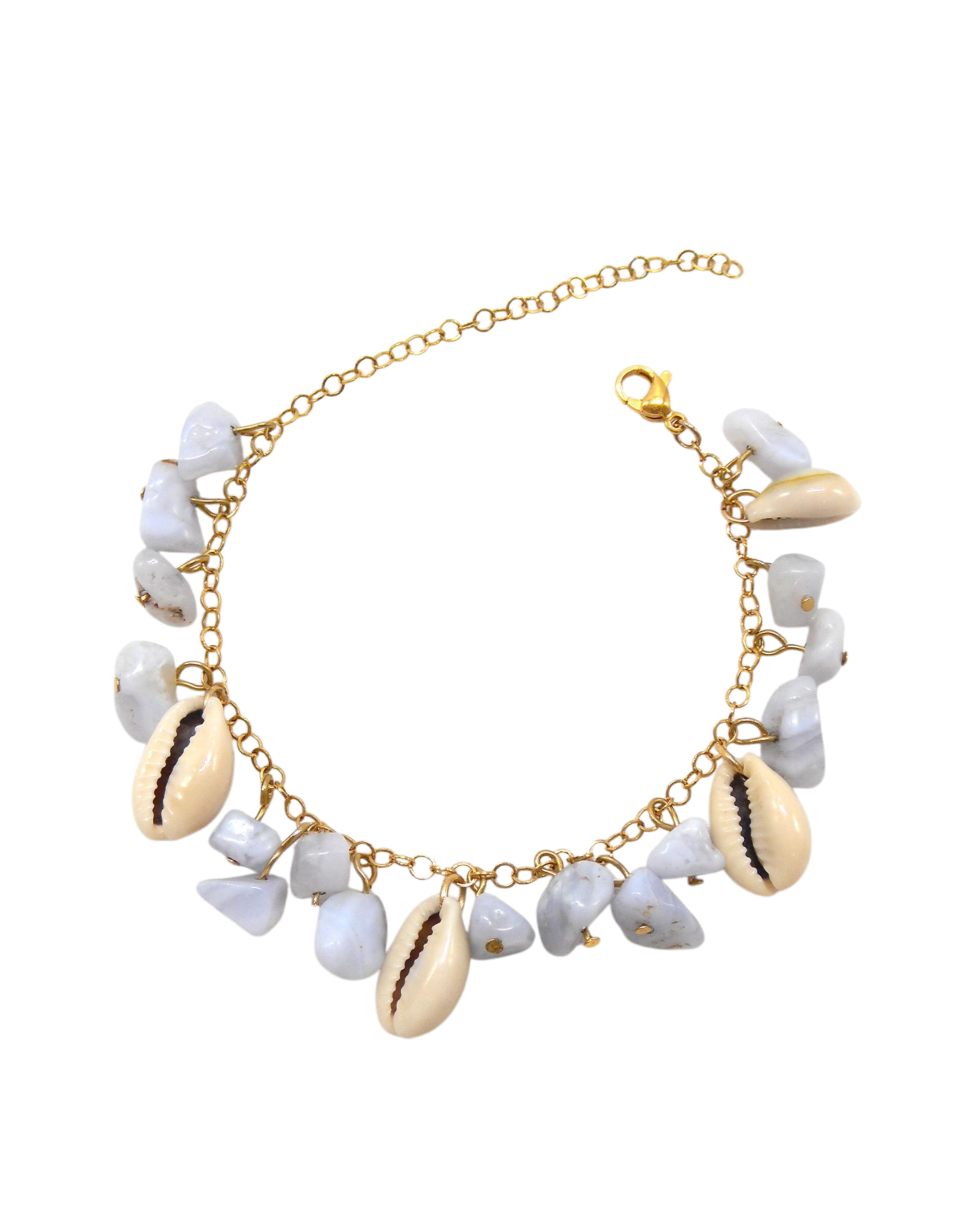 Bracelet cauris et calcédoine bleu - MAHEE