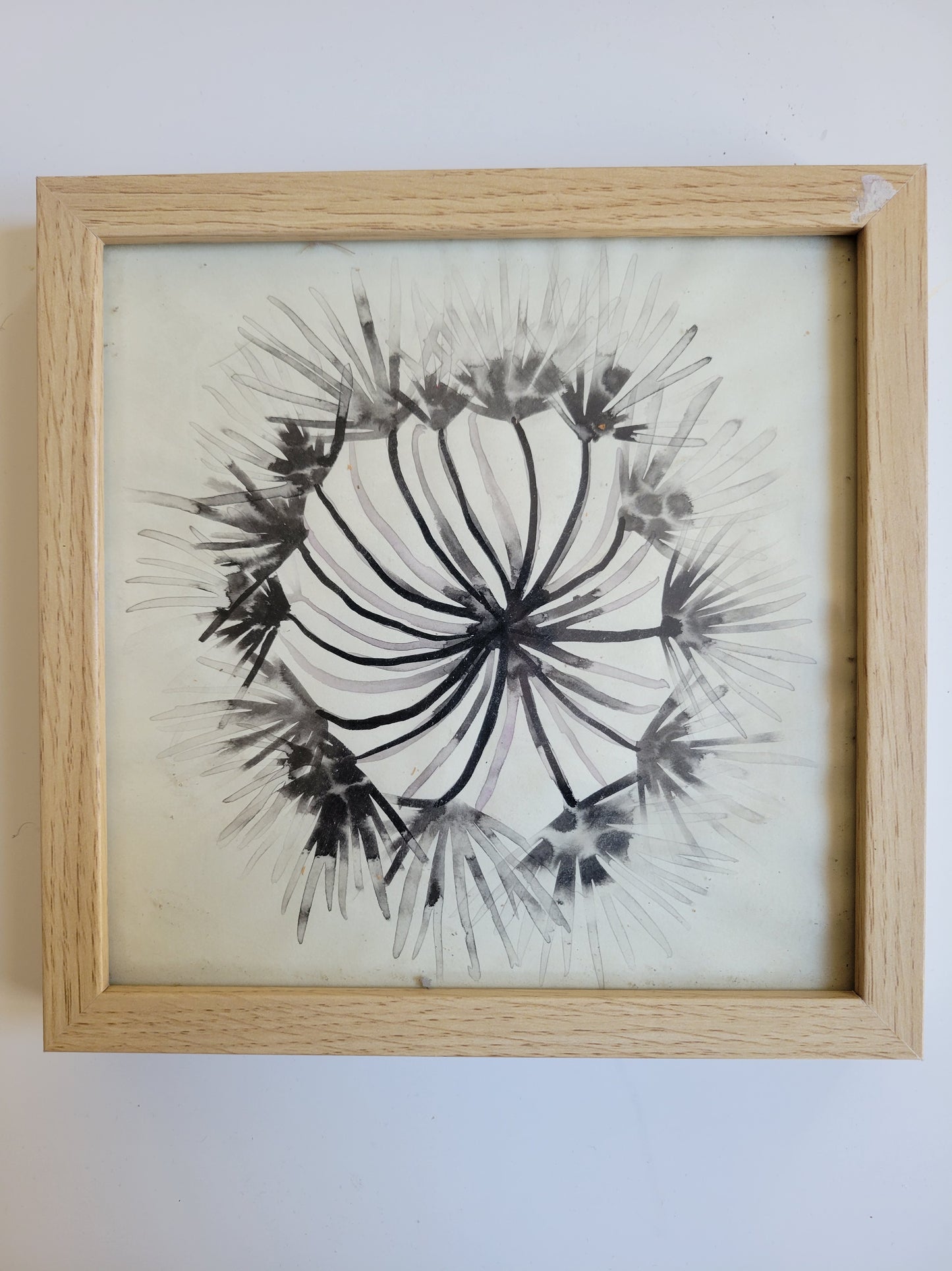Cadre en bois & illustration dessinée à la main unique et originale - 21x21cm