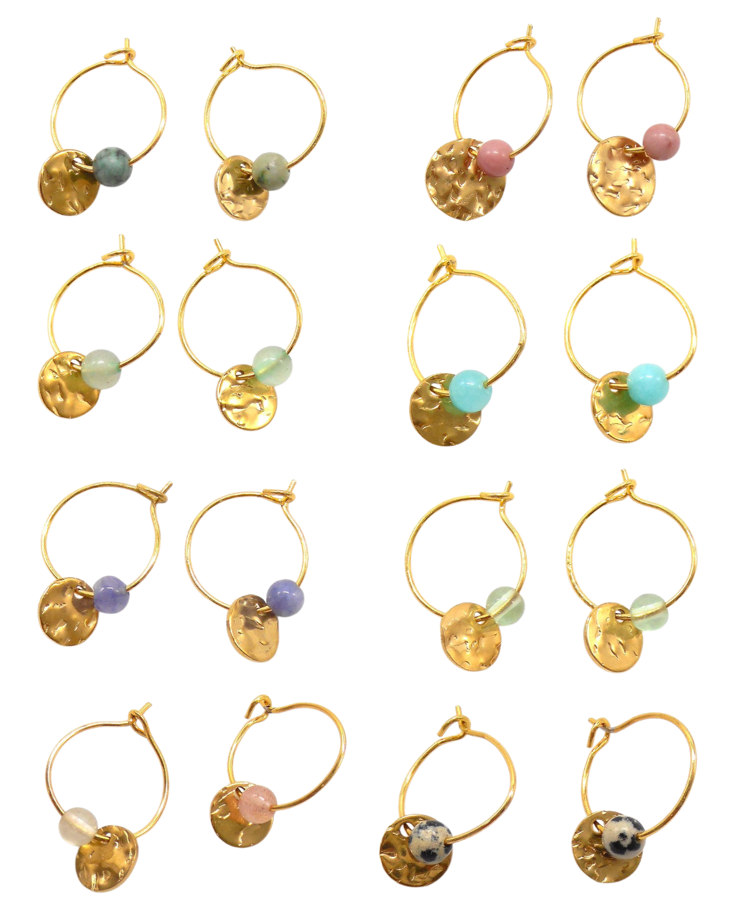 Boucles d'oreilles créoles sequin pierre - CLEM/CLEMIE