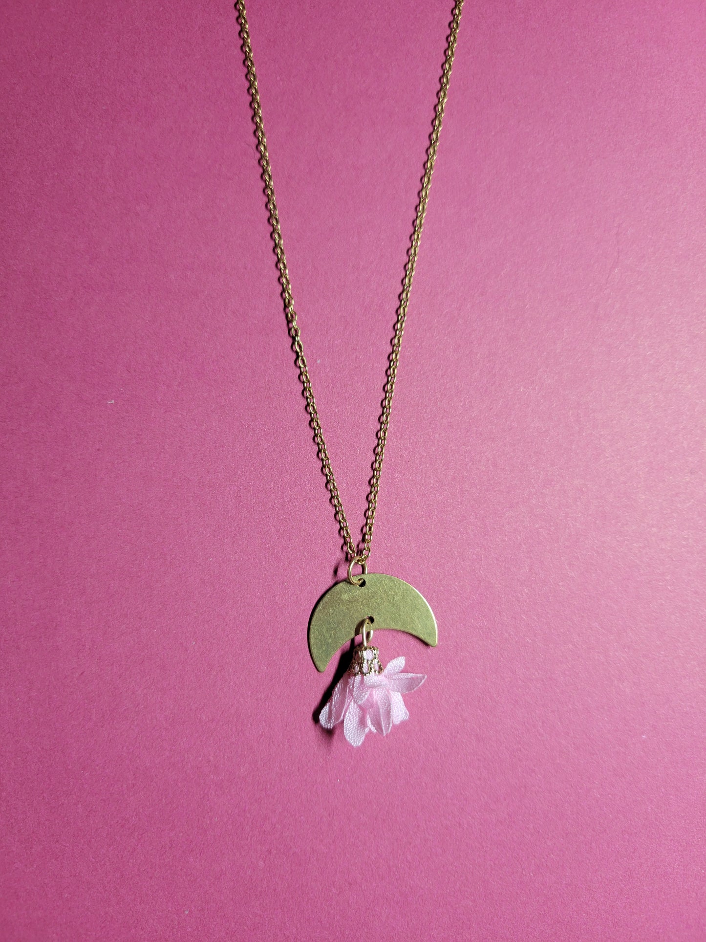 Collier croissant lune fleur - VICKI