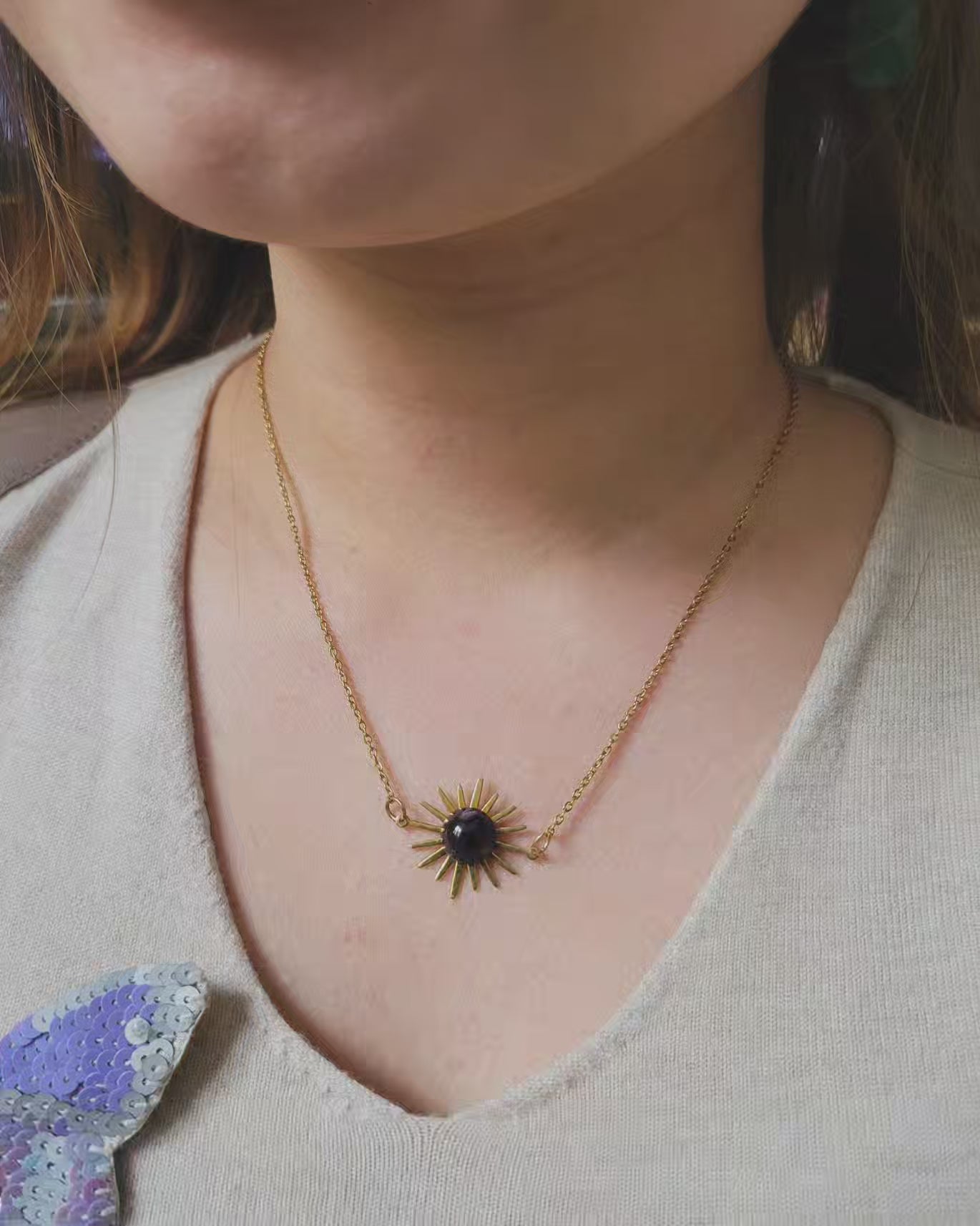 Collier ensoleillé pierres naturelles - SOLEIL