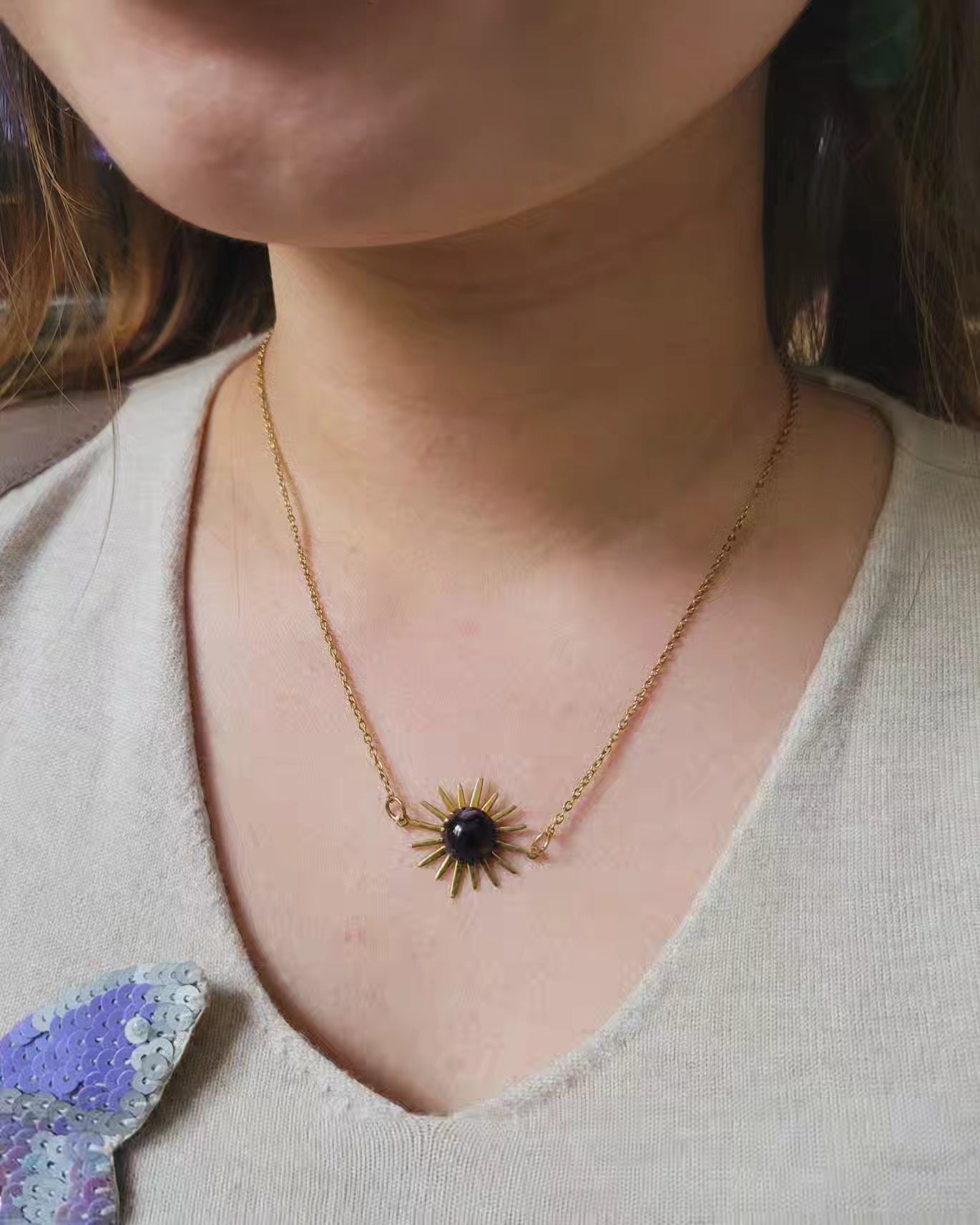 Collier ensoleillé pierres naturelles - SOLEIL