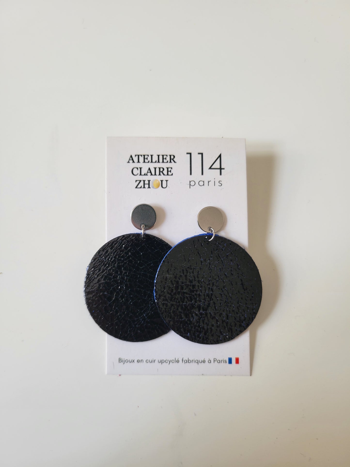 Boucles d'oreilles cuir recyclé - Atelier Claire Zhou x 114 Paris