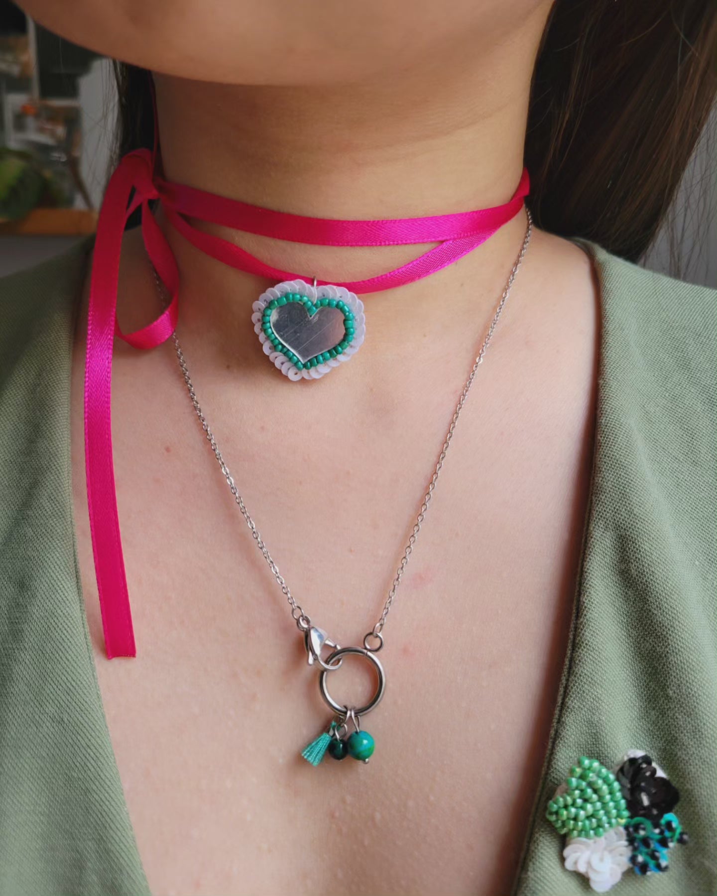Collier fermoir pampilles perlés - ORIANE