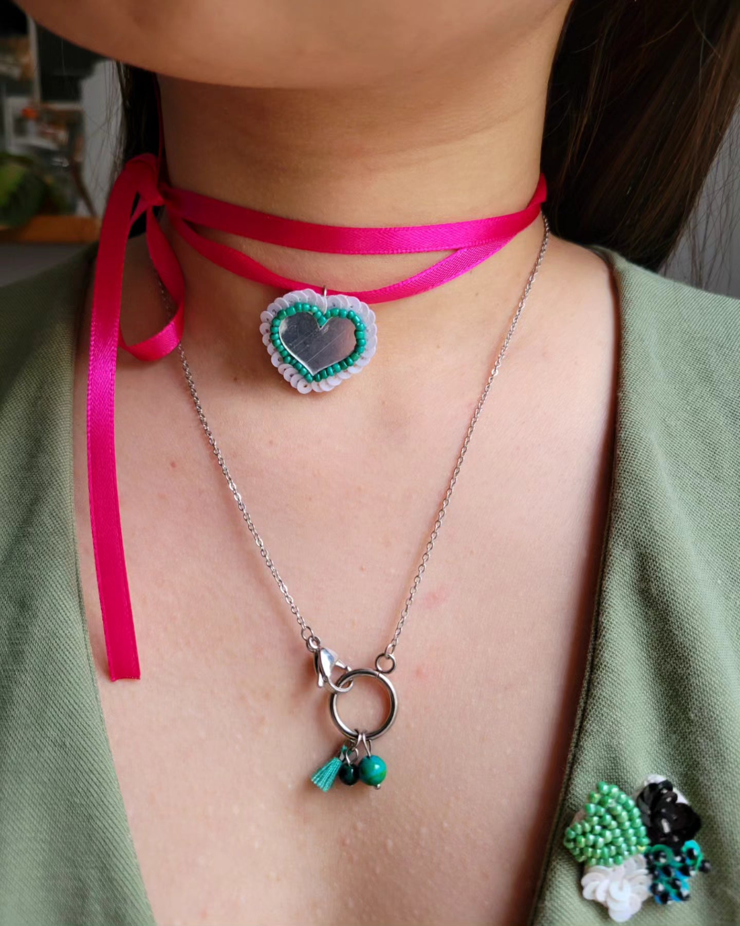 Collier fermoir pampilles perlés - ORIANE
