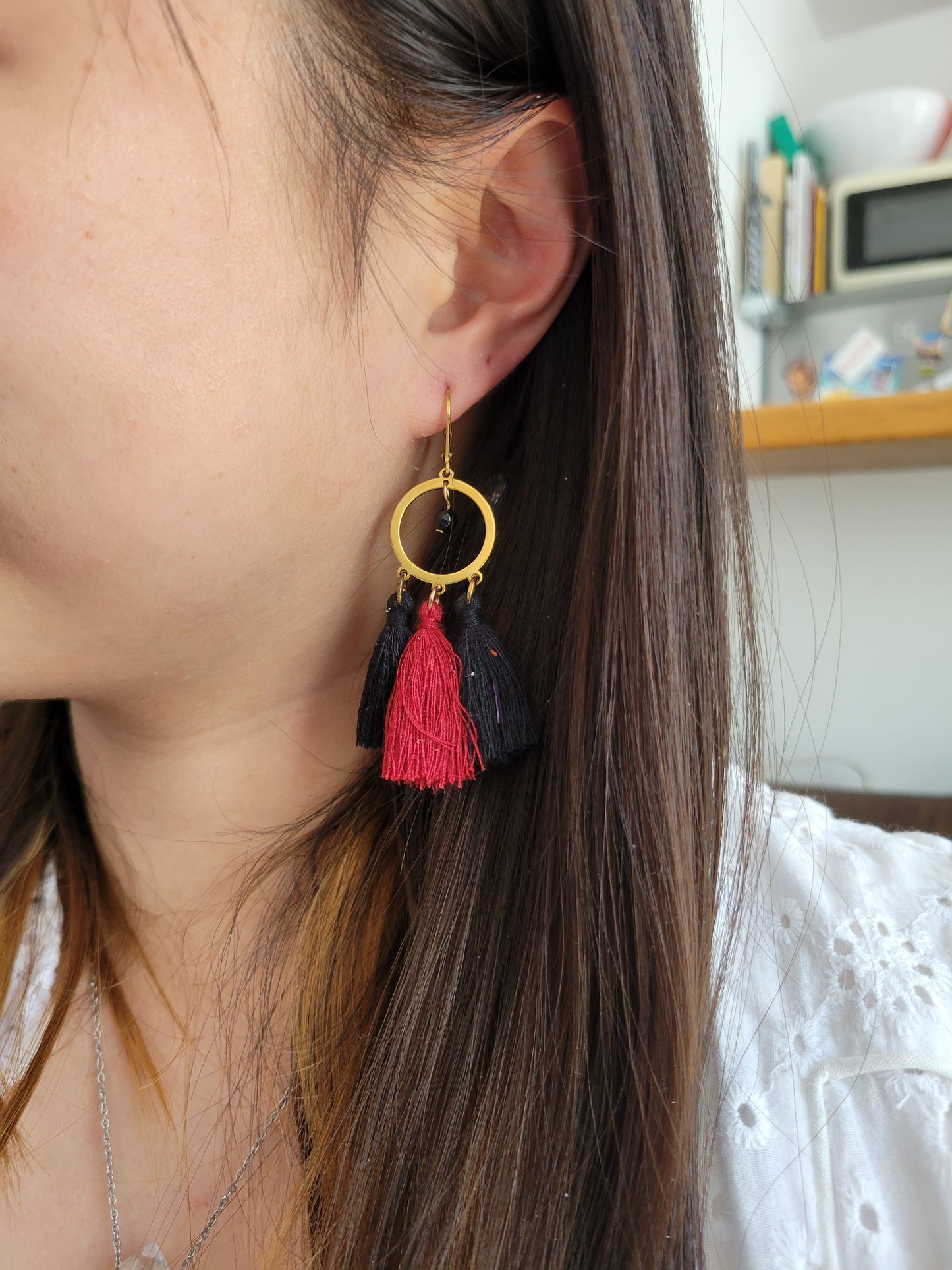 Boucles d'oreilles bohème pompon - BOHEME/BELLA/ANDREA