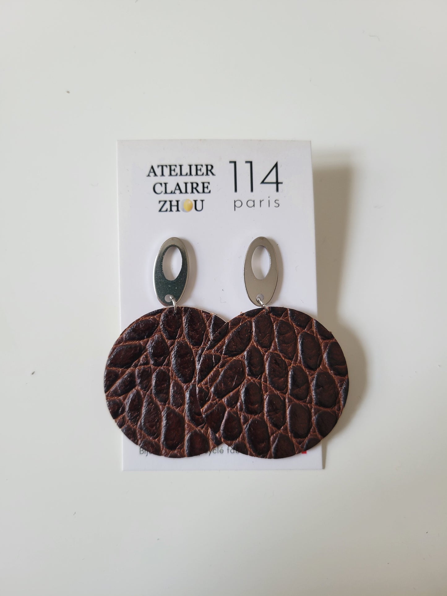 Boucles d'oreilles cuir recyclé - Atelier Claire Zhou x 114 Paris