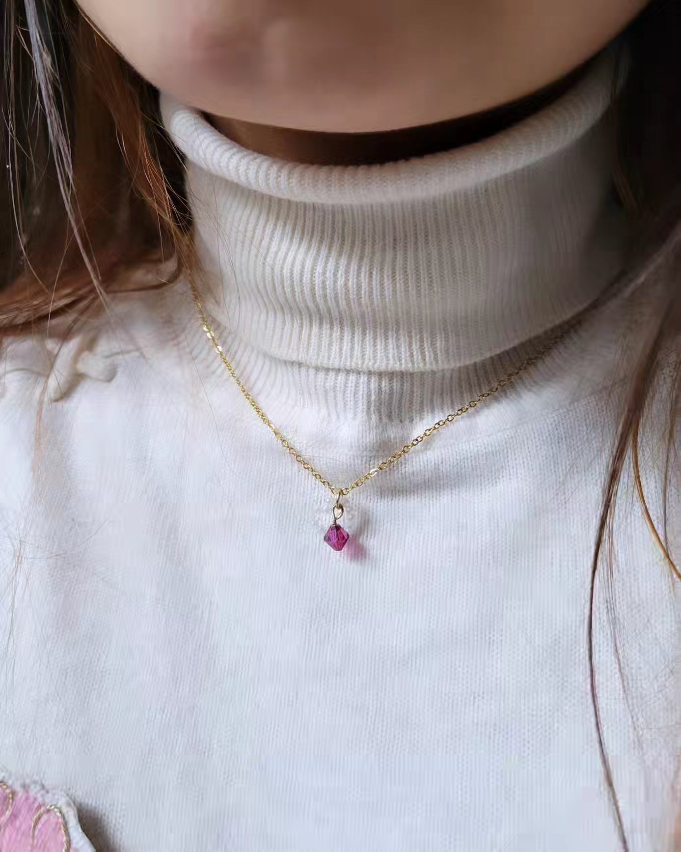 Collier coeur et perle swarovski - ROMY