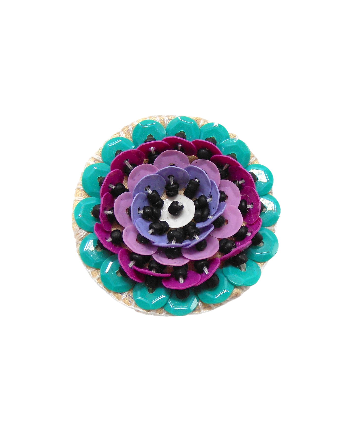Broche brodée main fleur 3D - GRANDE PIVOINE
