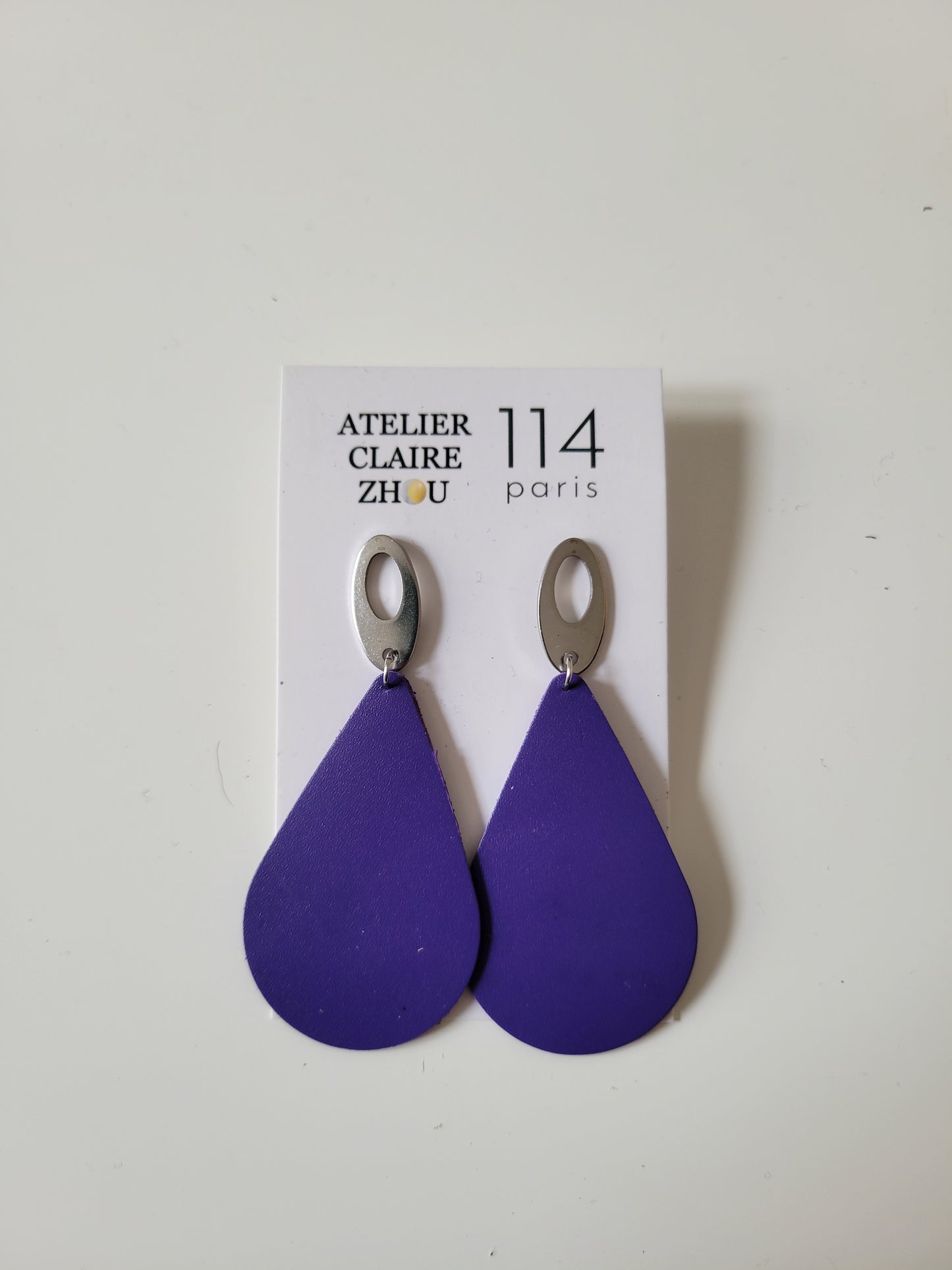 Boucles d'oreilles cuir recyclé - Atelier Claire Zhou x 114 Paris