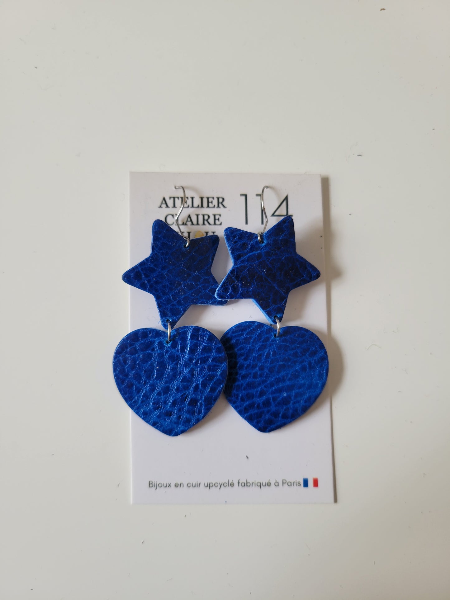 Boucles d'oreilles cuir recyclé double anneaux - Atelier Claire Zhou x 114 Paris