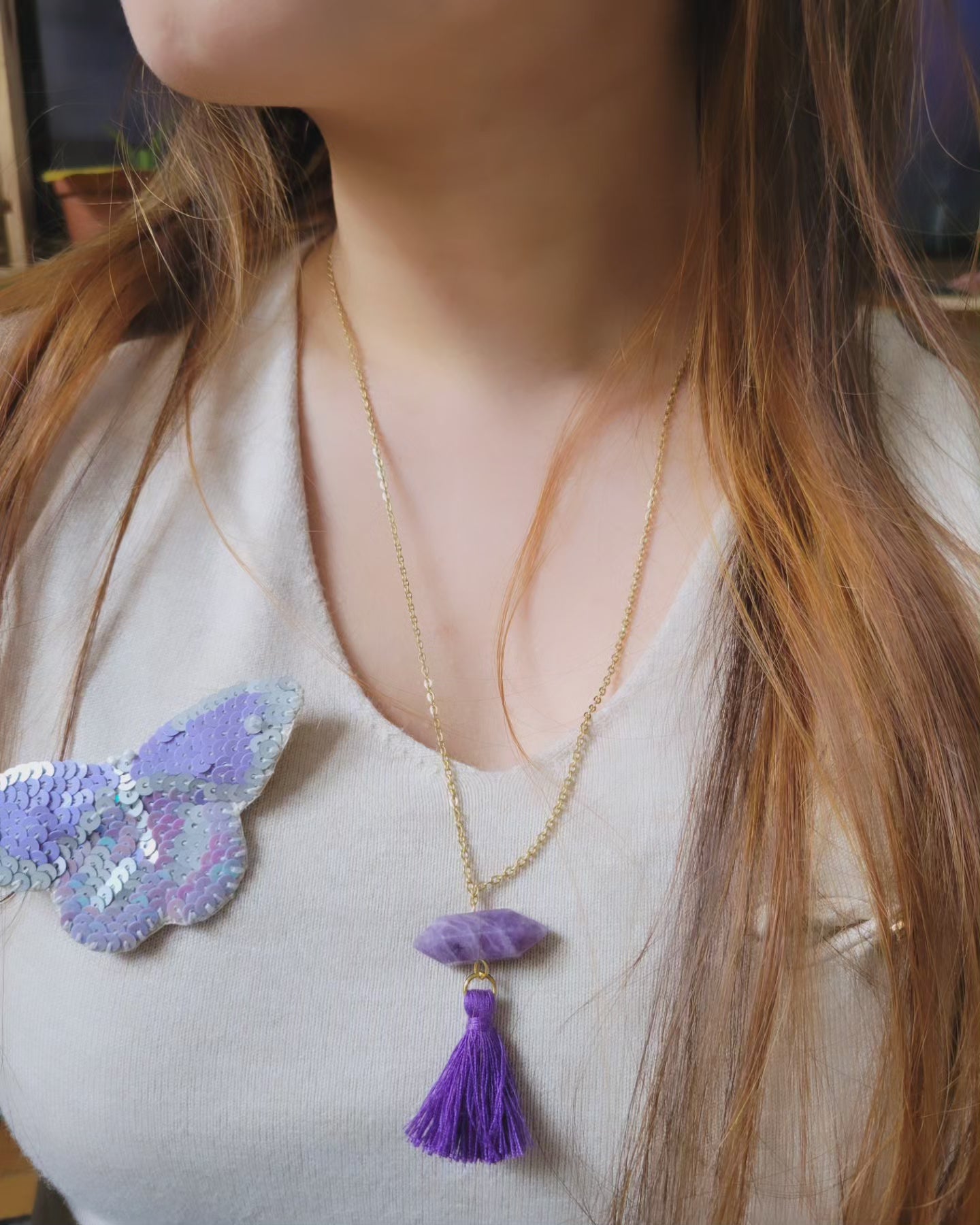 Collier long cristal bohème - IZIA