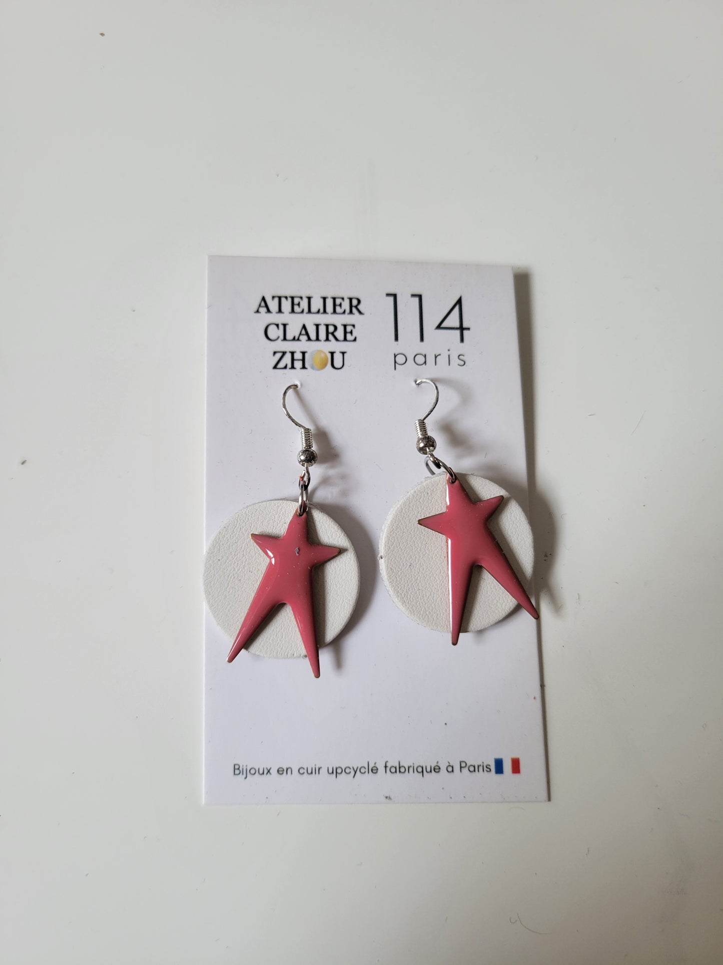 Boucles d'oreilles cuir recyclé double anneaux - Atelier Claire Zhou x 114 Paris